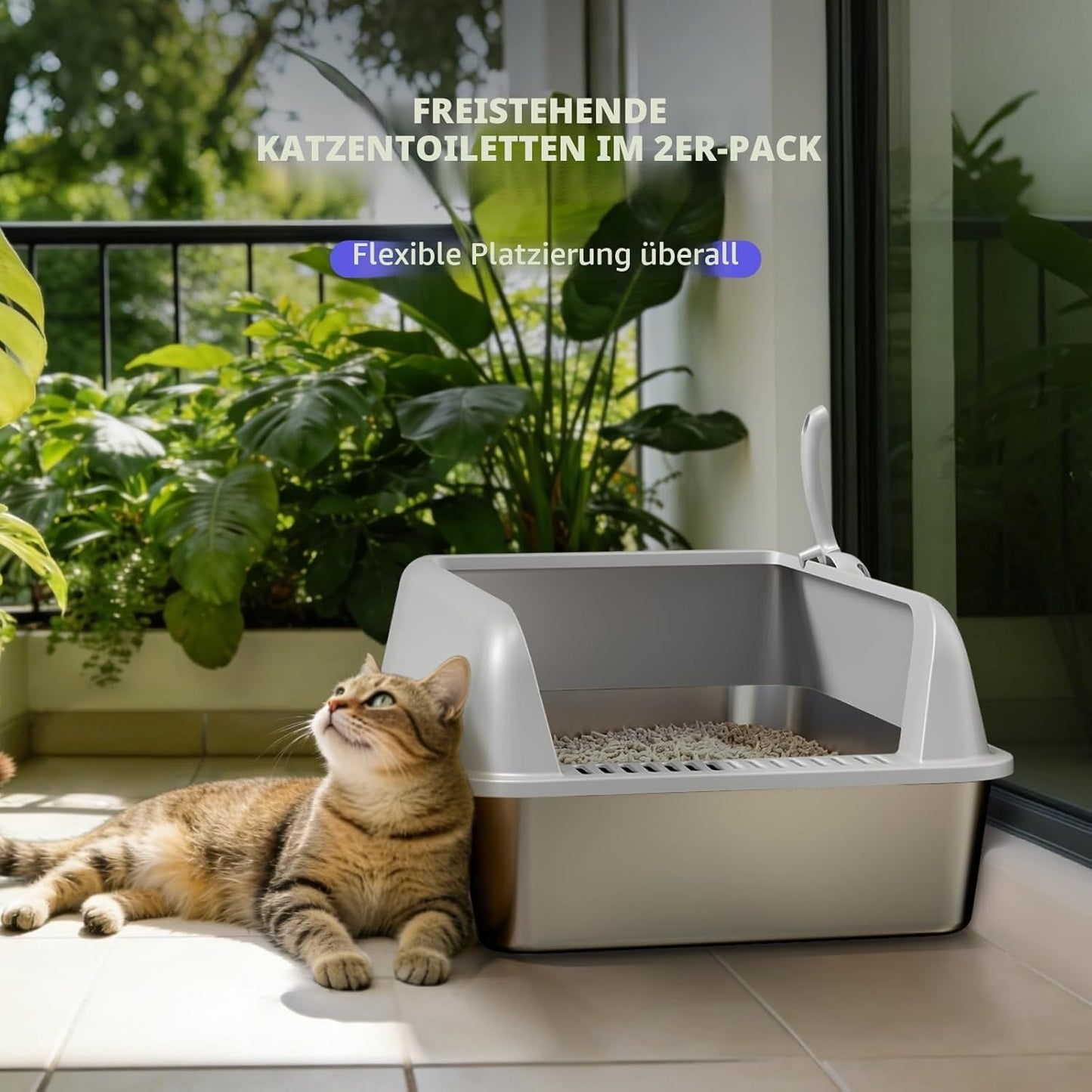 2er-Set Katzentoilette mit Schaufel, M-50x35x20cm