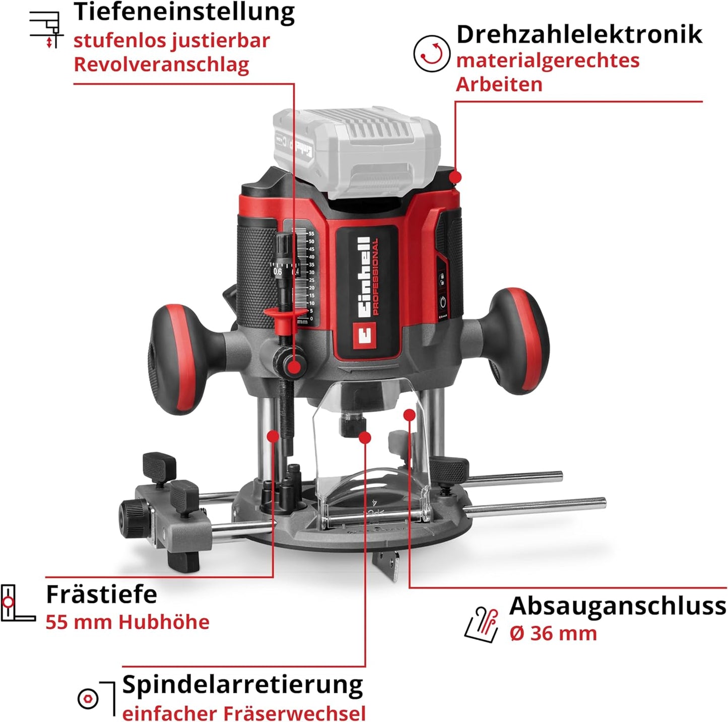 Akku-Oberfräse TP-RO 18/55