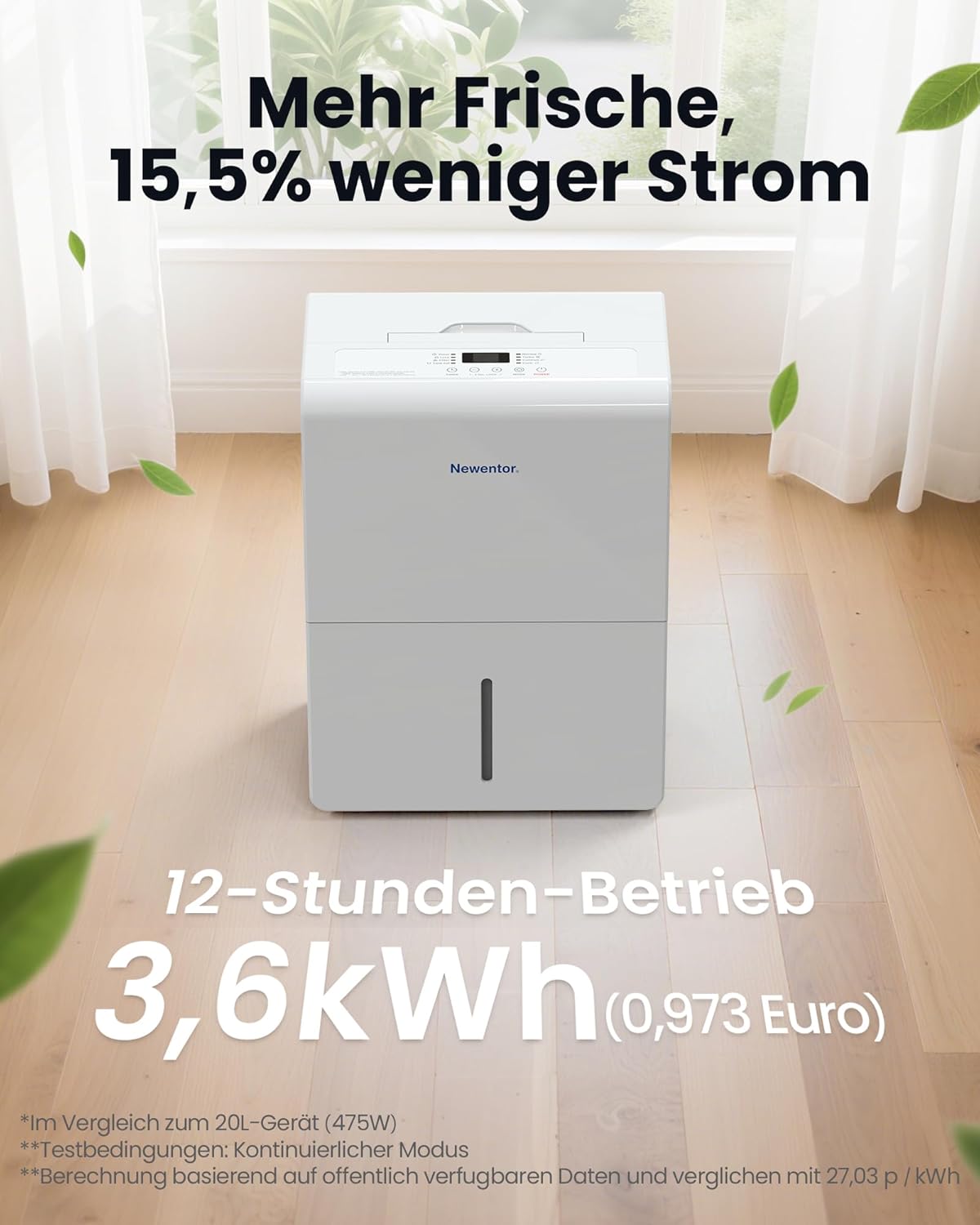 Luftentfeuchter mit Geräuschreduktion, 25L/Tag, EU