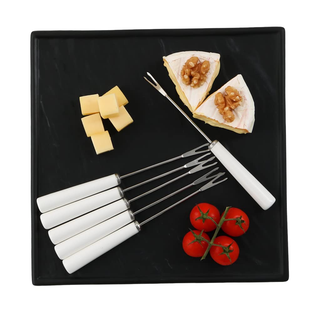 7-teiliges Servierplatten-Set mit Pieksern, Design Schiefer Schwarz 25,5cm