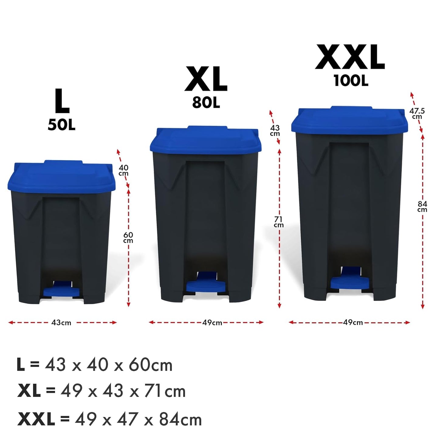 Papierkorb Olaf mit Step-On-Mechanismus, 80 Liter Blau
