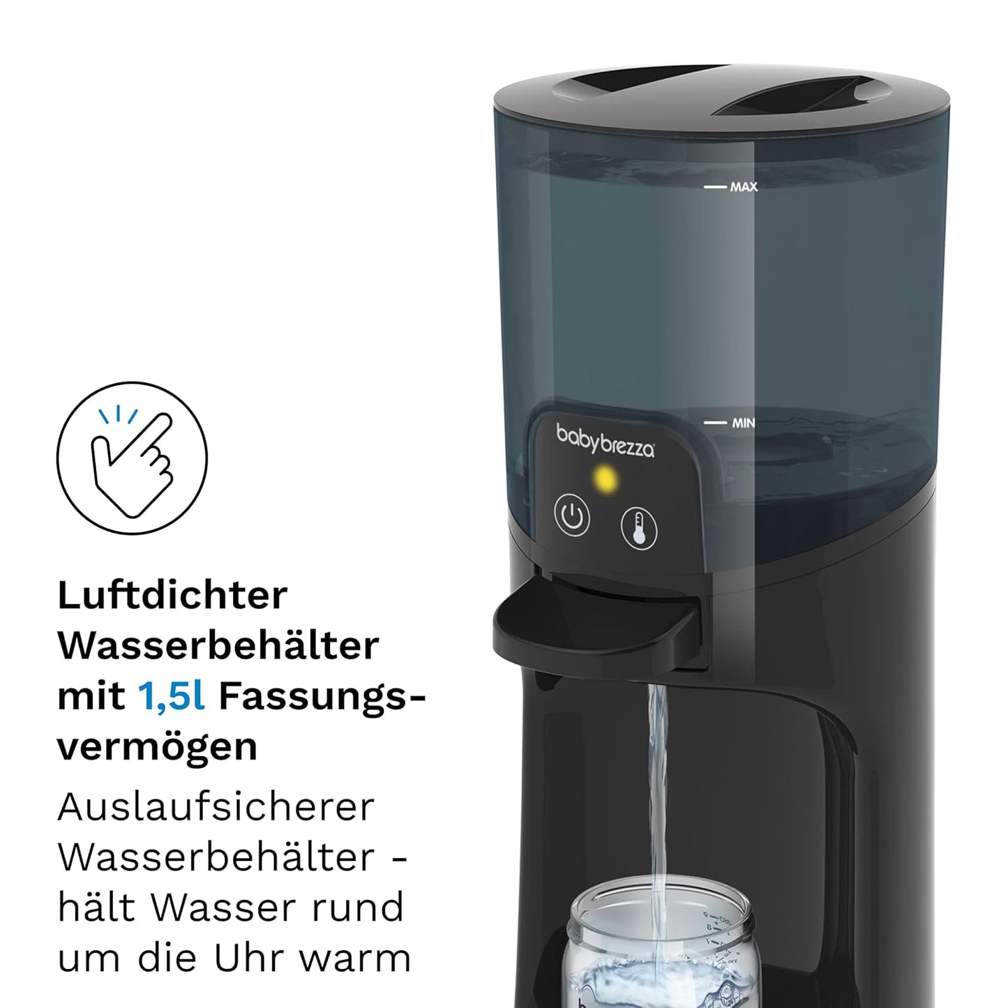 Wasserwärmer für Babynahrung mit 3 Temperaturstufen, Schwarz