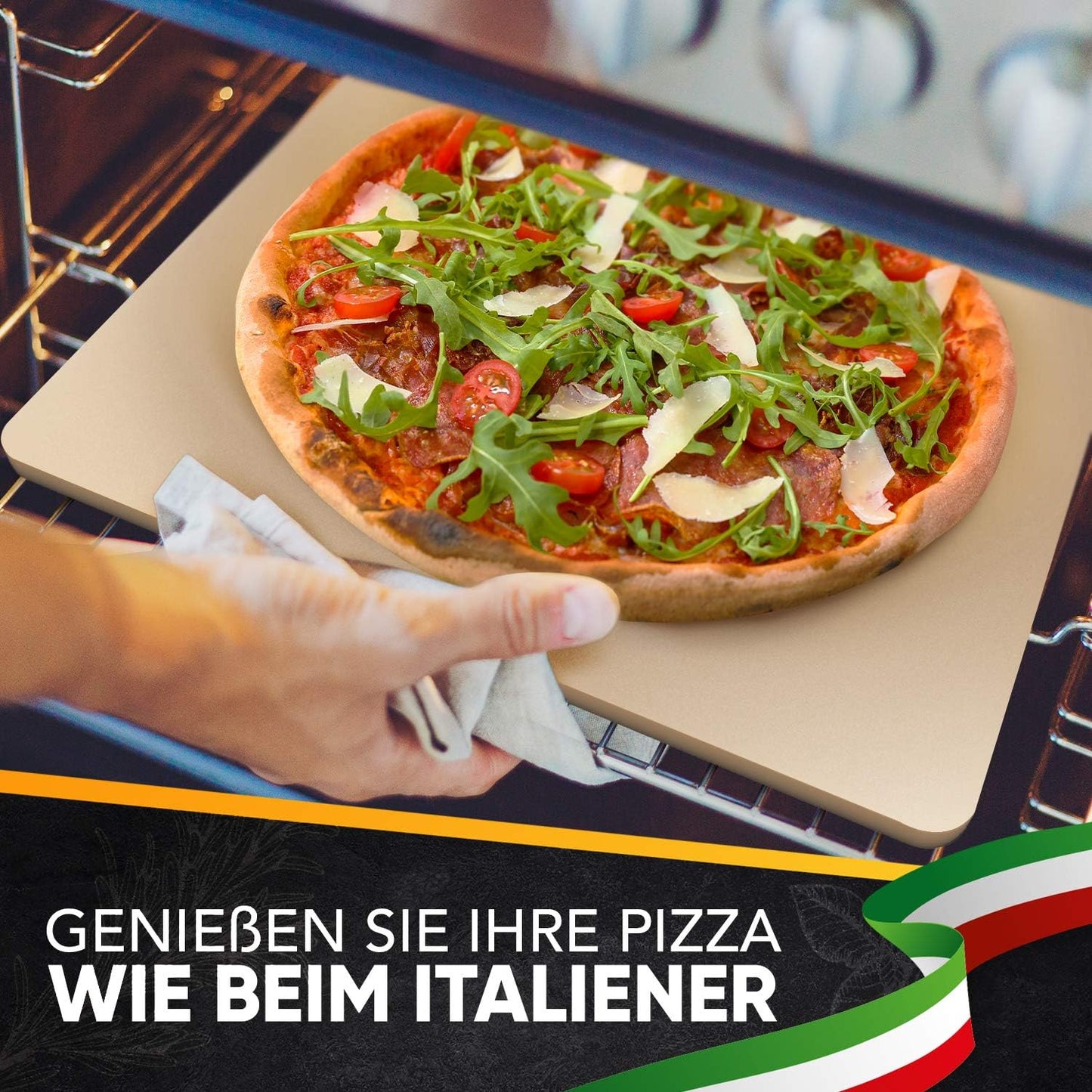 3-teiliges Pizzastein-Set für Ofen & Grill, 38 x 30 x 1.5 cm
