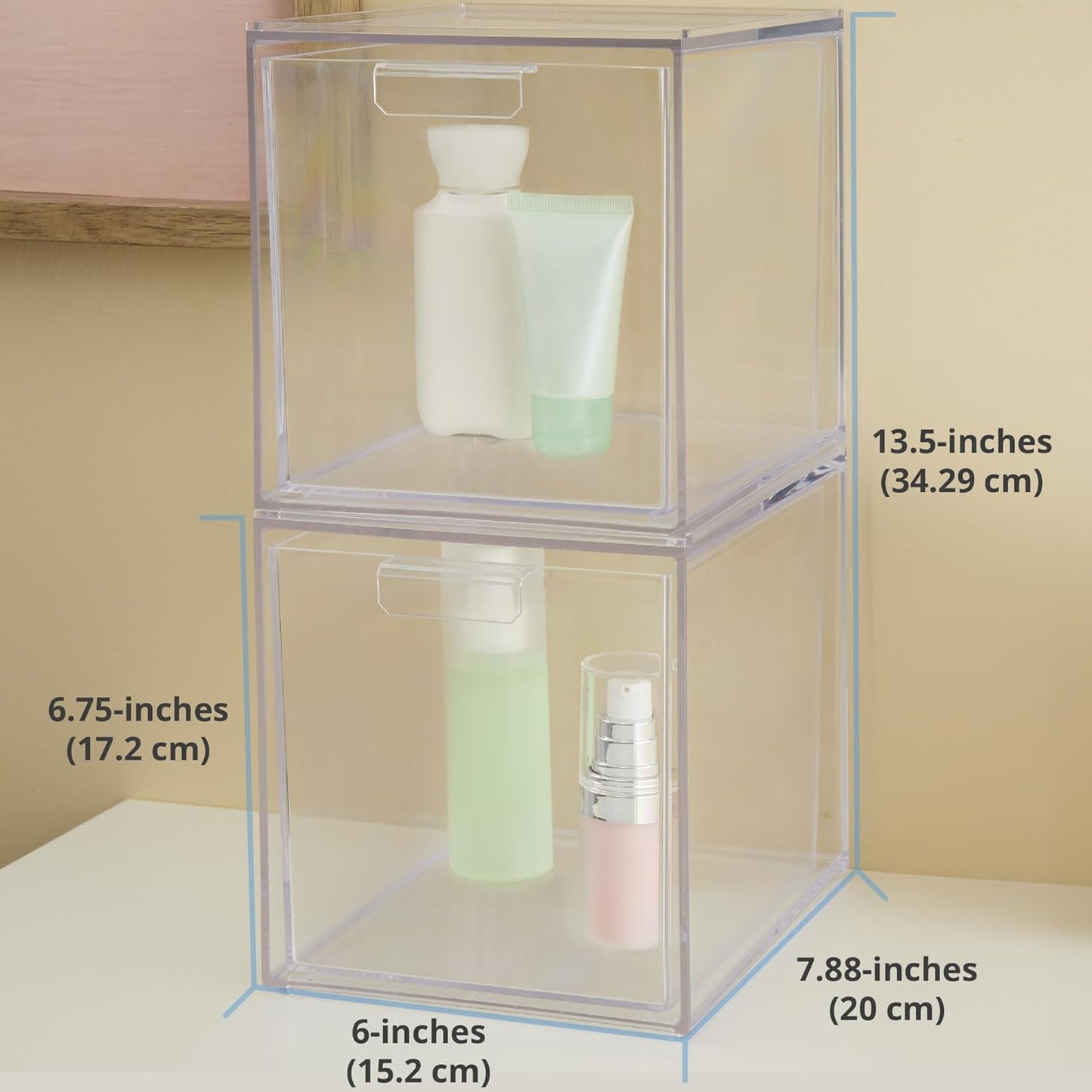 2er-Set Stapelbare Kosmetik-Organizer, 6-3/4\" Tall Drawers