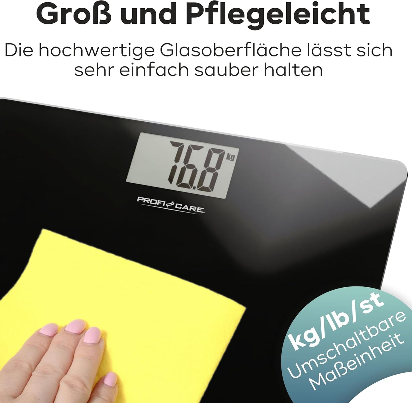 PC-PW 3122 Personenwaage mit LCD-Display, Schwarz