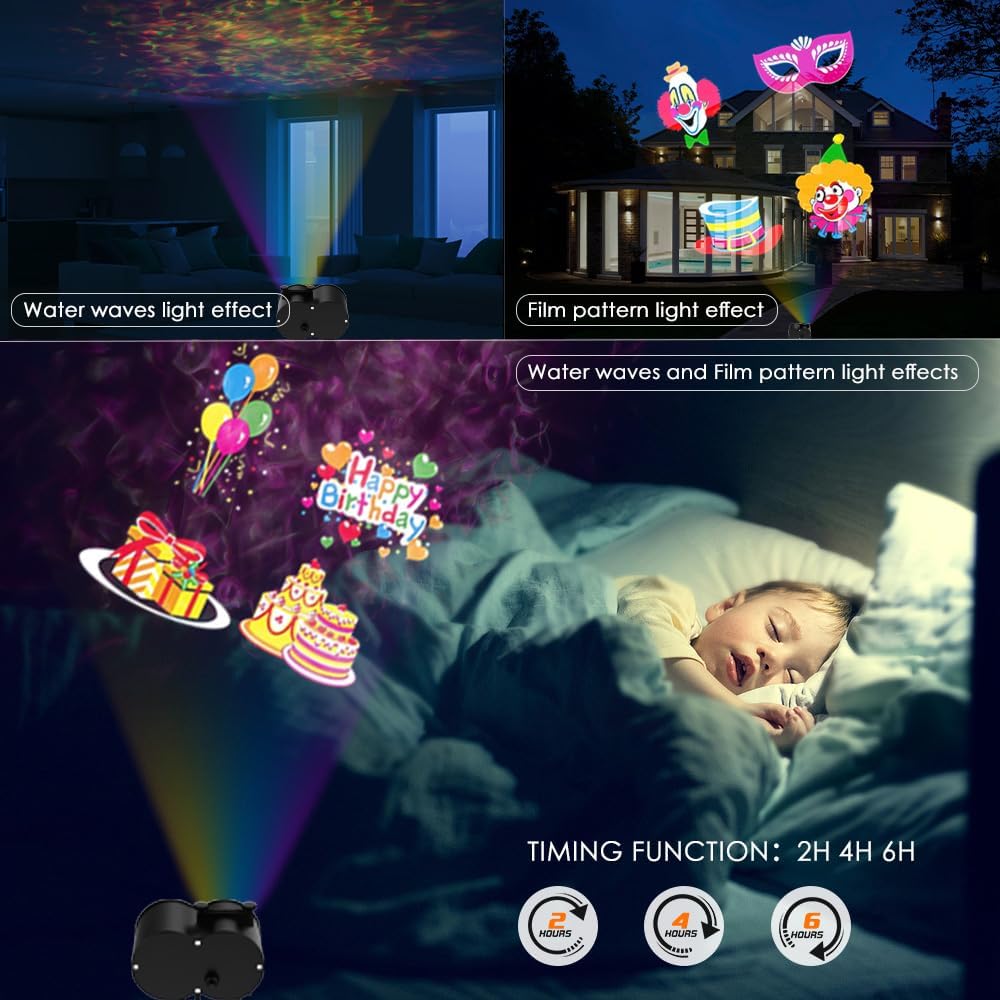 LED-Weihnachtsprojektor mit Fernbedienung, 16 Filme und 10 Farben