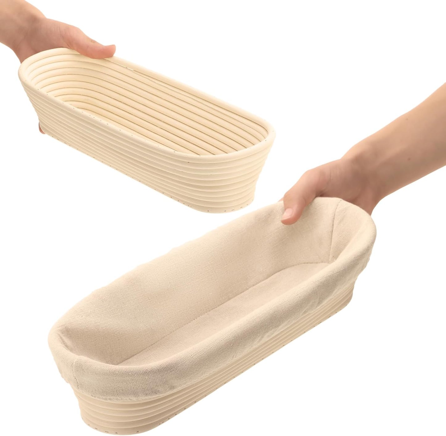 Ovaler Gärkorb mit Leineneinsatz, Gärkorb Oval - 1 Stück