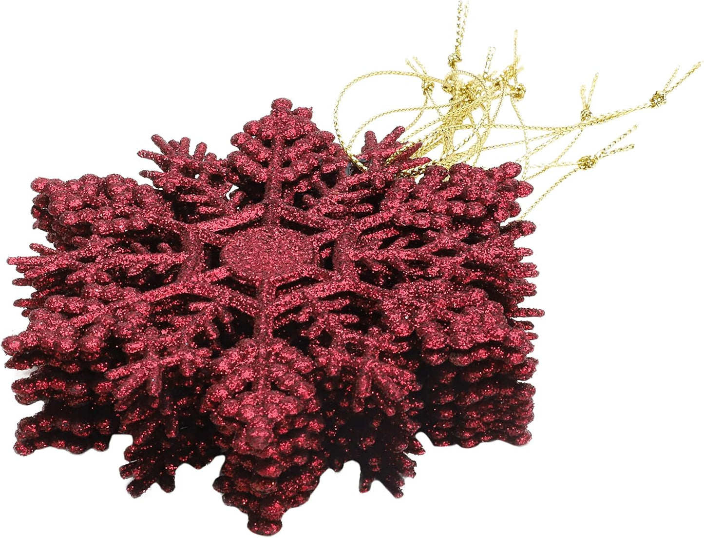 Glitter-Schneeflocke zum Aufhängen, 12 Stück, Rioja Rot