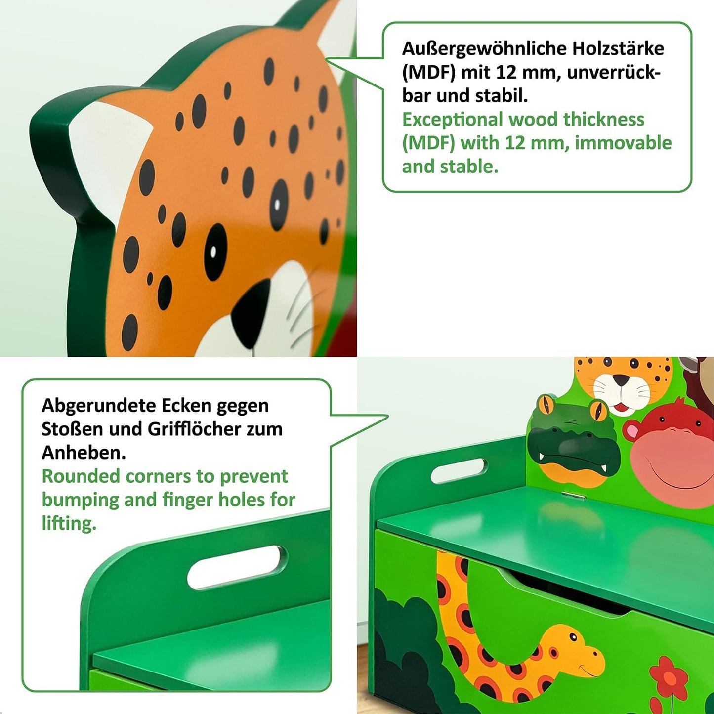 Kindersitzbank mit Stauraum und Softstop-Deckel