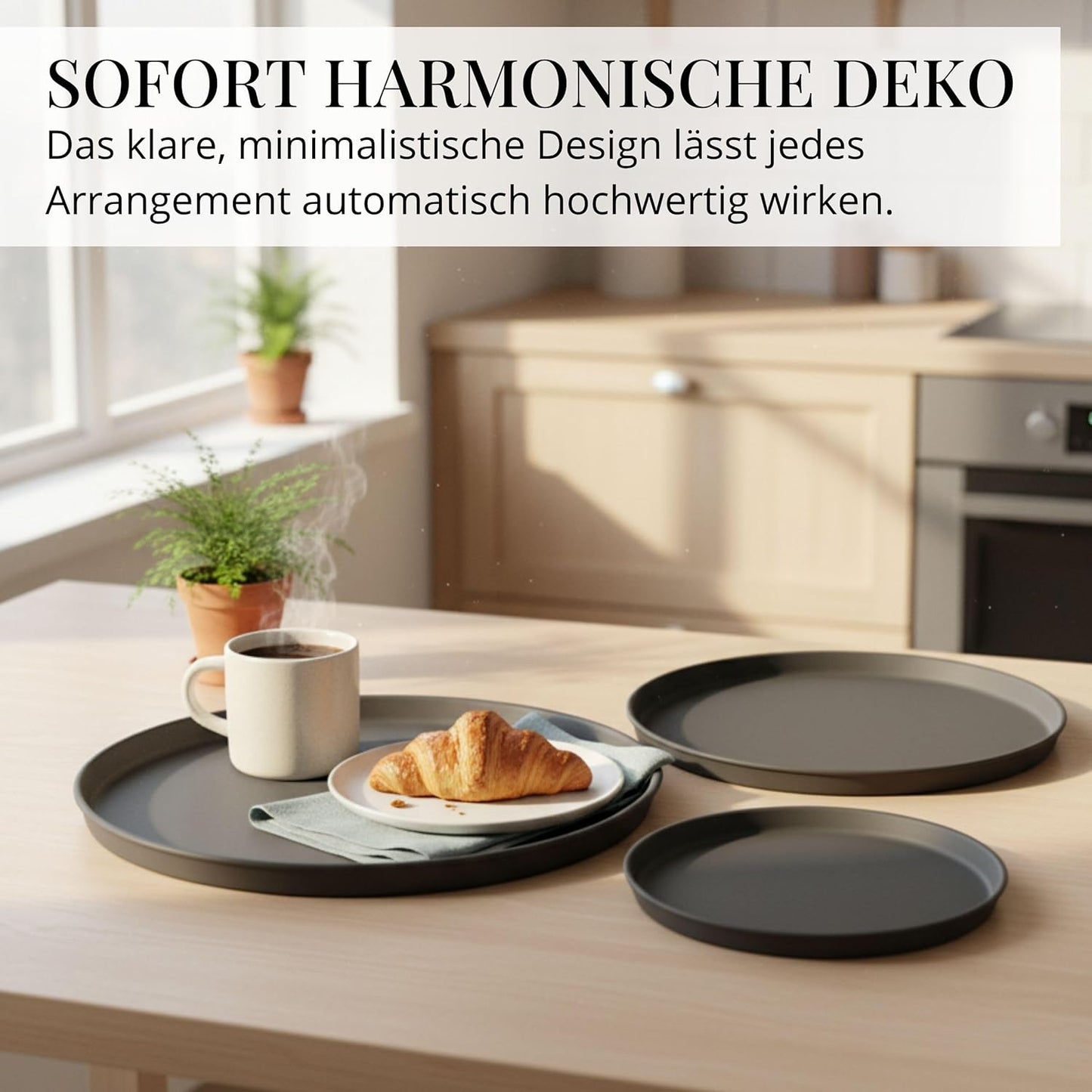 3er-Set Deko-Tablett, Anthrazit