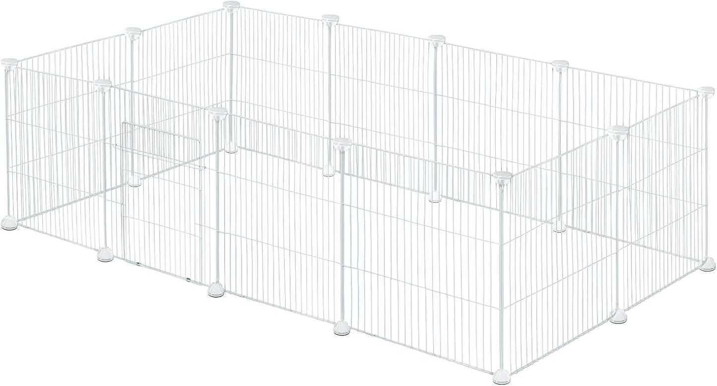 Freigehege für Kleintiere aus Metallgitter, Weiss 142 x 36 x 72 cm