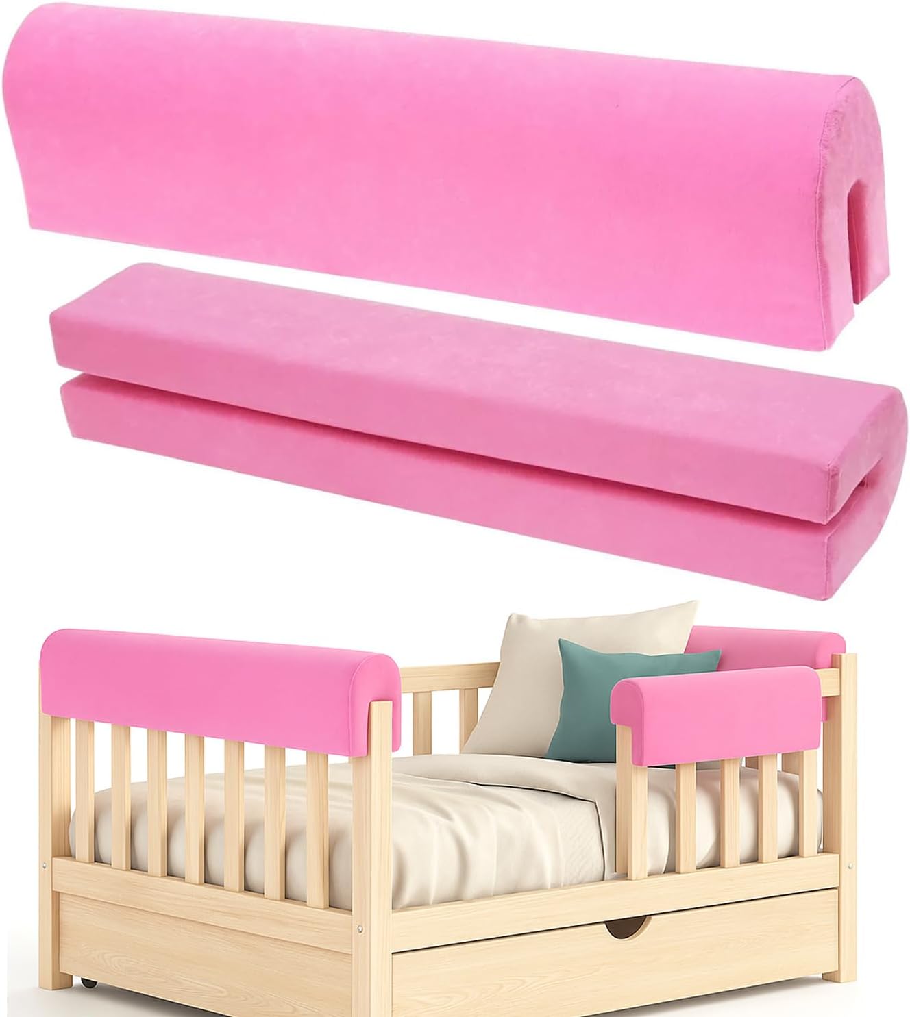 Bettkantenschutz für Kinderbetten, 100cm Rosa