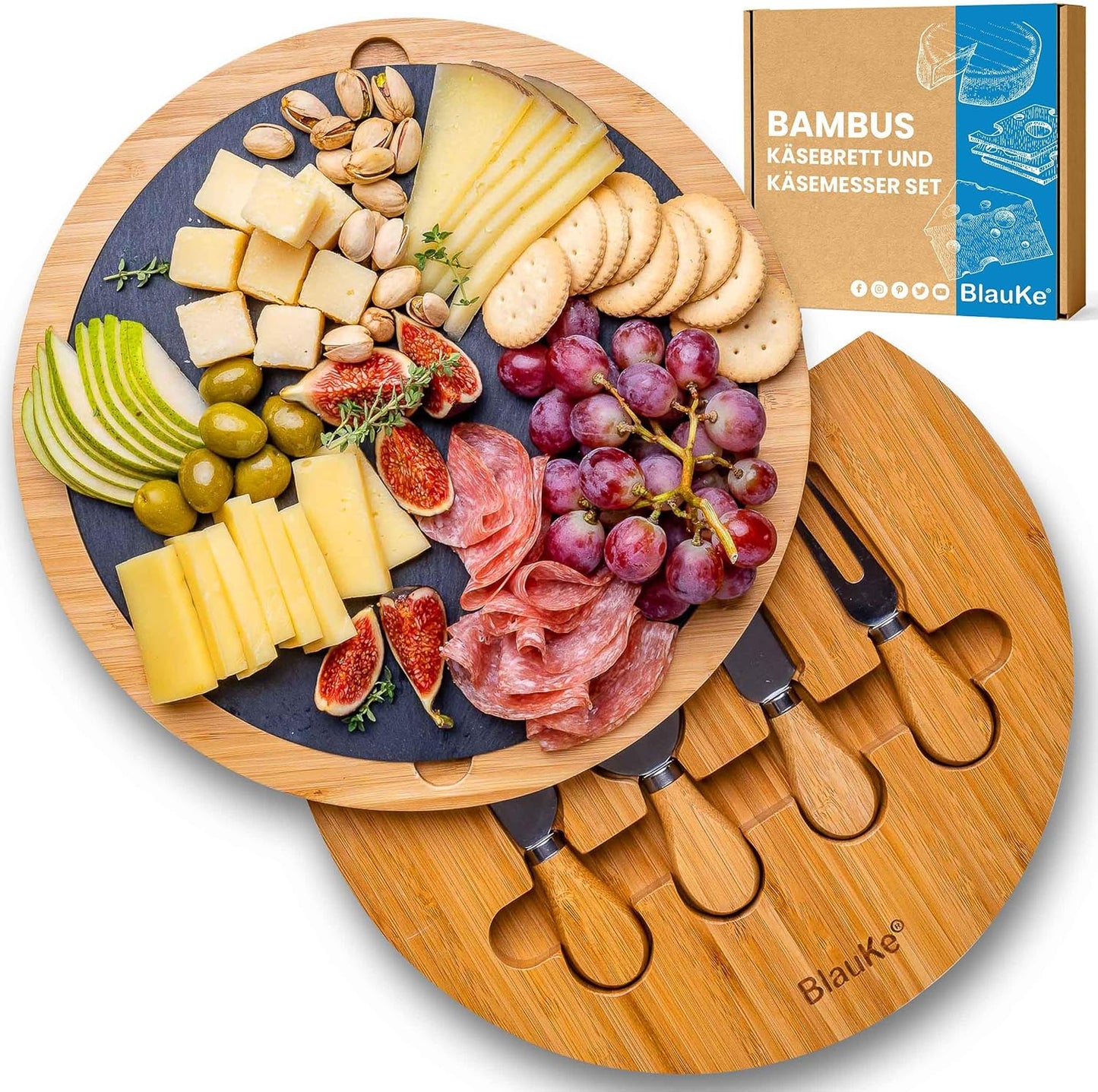 Servierplatte mit Käsemesser-Set