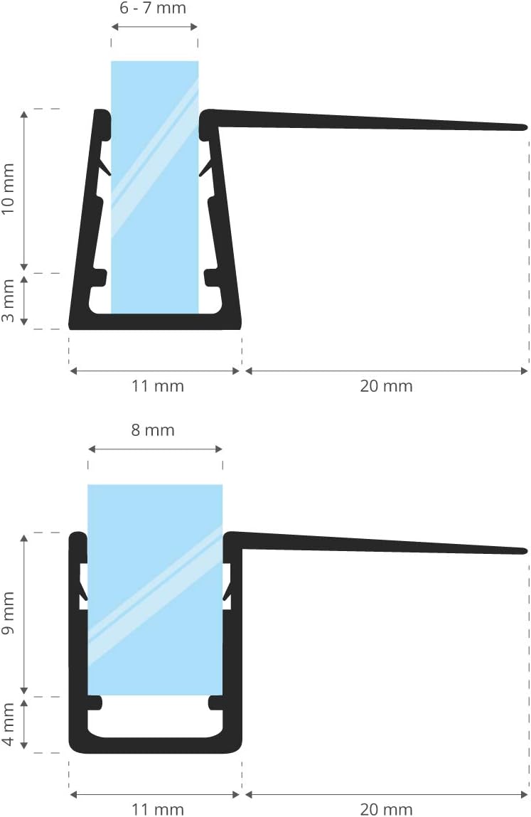 Duschdichtung für Glasduschen, Stärke 6mm/ 7mm/ 8mm 13. Länge 140cm