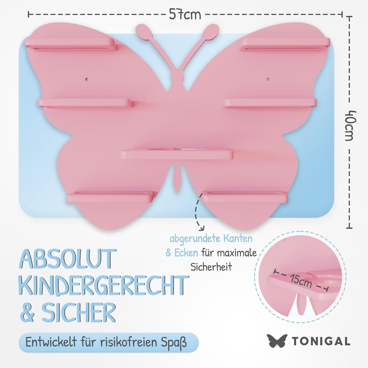 Tonie Regal Schmetterling für 35 Figuren und Toniebox, Rosa
