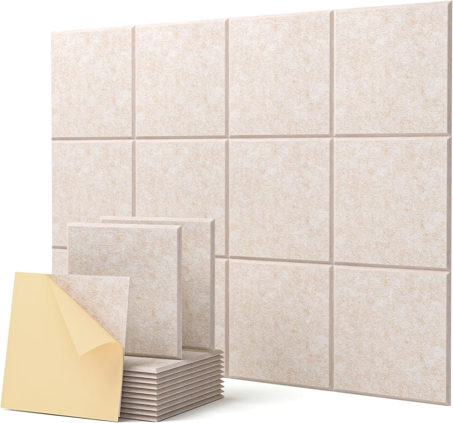 Akustikplatten Selbstklebend-Set (12 Stück), 12 Stück Beige