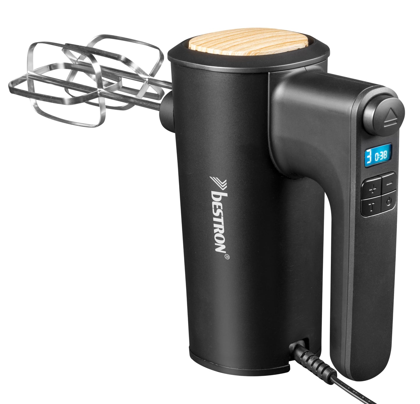 AHMD100BW Handmixer mit Turbo & LCD-Display, Schwarz-holz