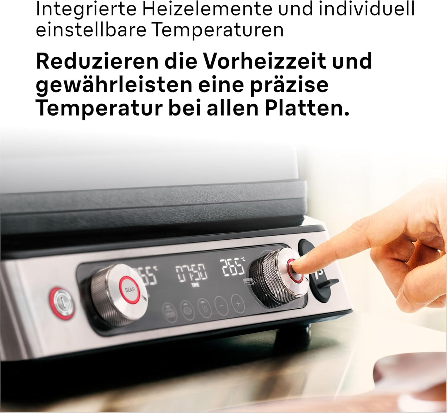 MultiGrill 9 Pro Kontaktgrill, 2 Grill-/2 Plancha-/2 Waffel-Platten, digitale Temperatureinstellung