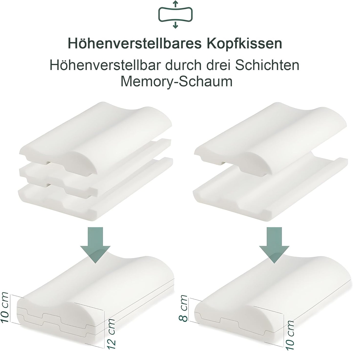 Höheneinstellbares Memory Foam Nackenstützkissen