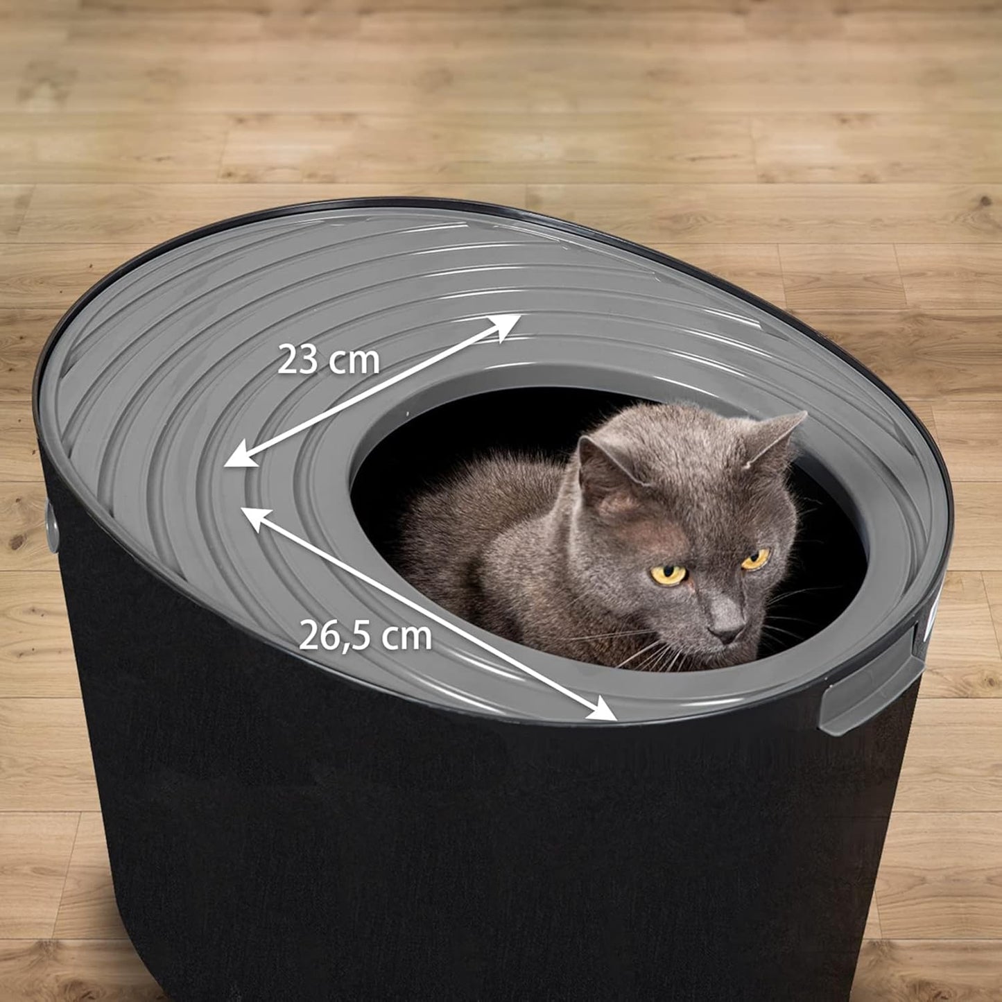 PUNT-530 Jump-In Katzenklo mit Schaufel, bis 7 kg, Schwarz Gross