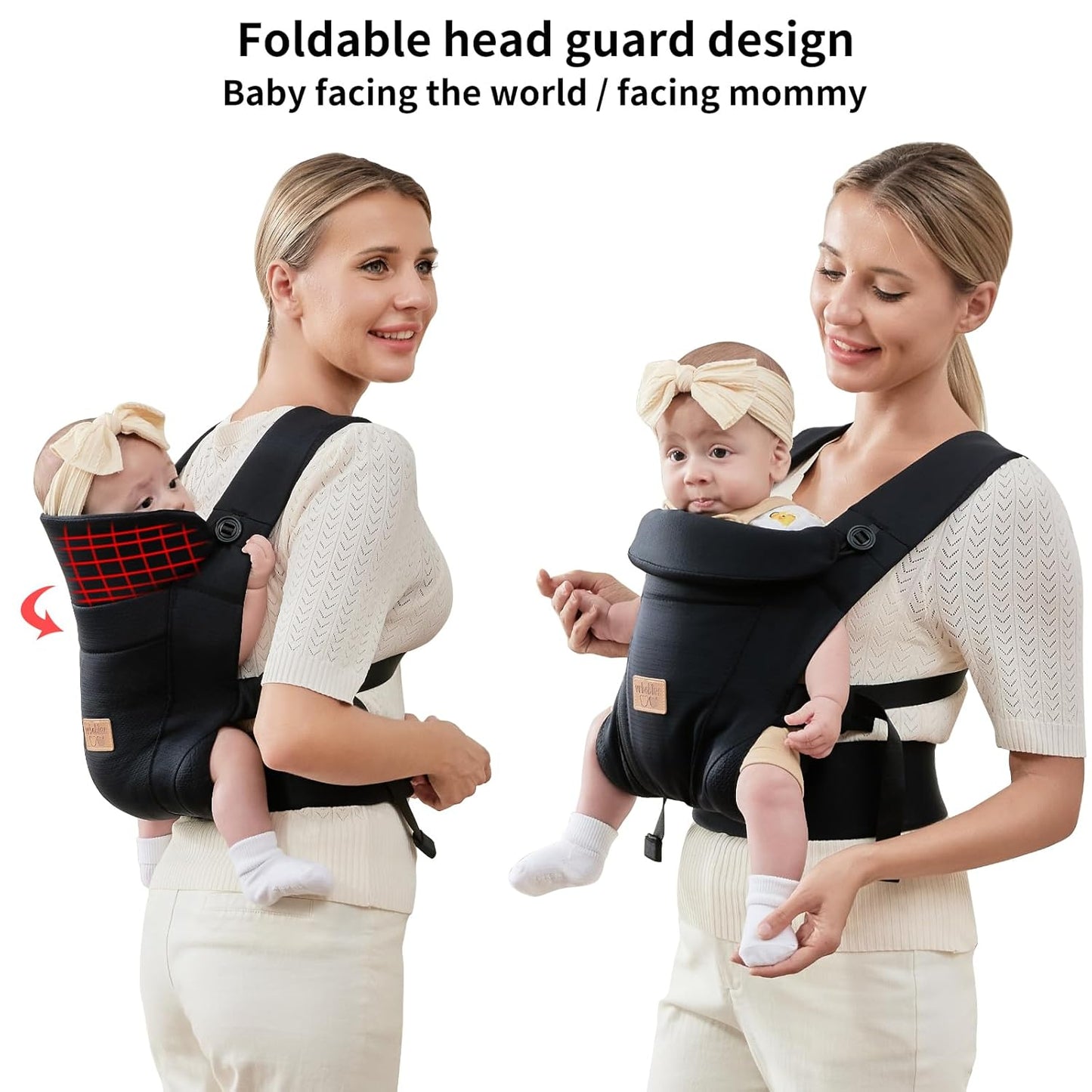 Ergonomische Babytrage für Neugeborene, Schwarz Upgraded - mit Gürtel