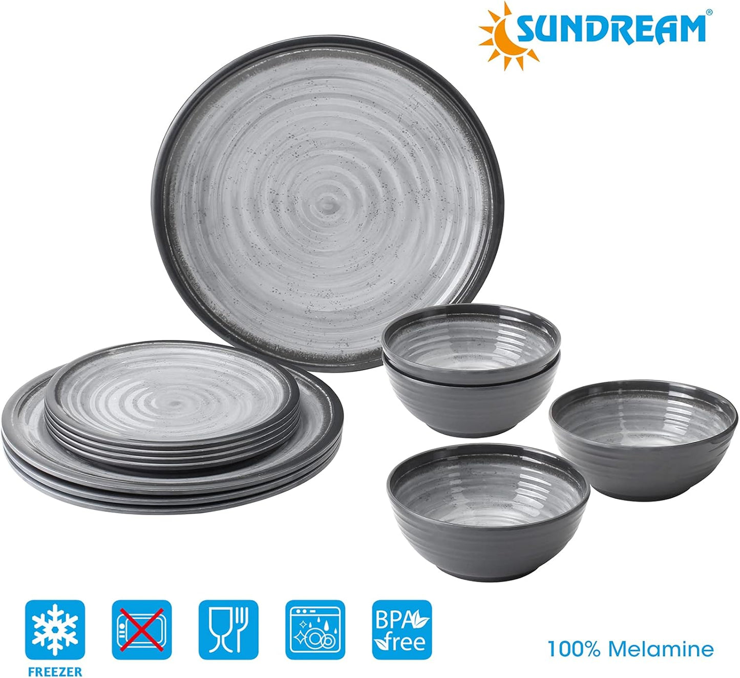 12-teiliges Camping-Geschirr Set im Vintage Stil, Set 12-teilig