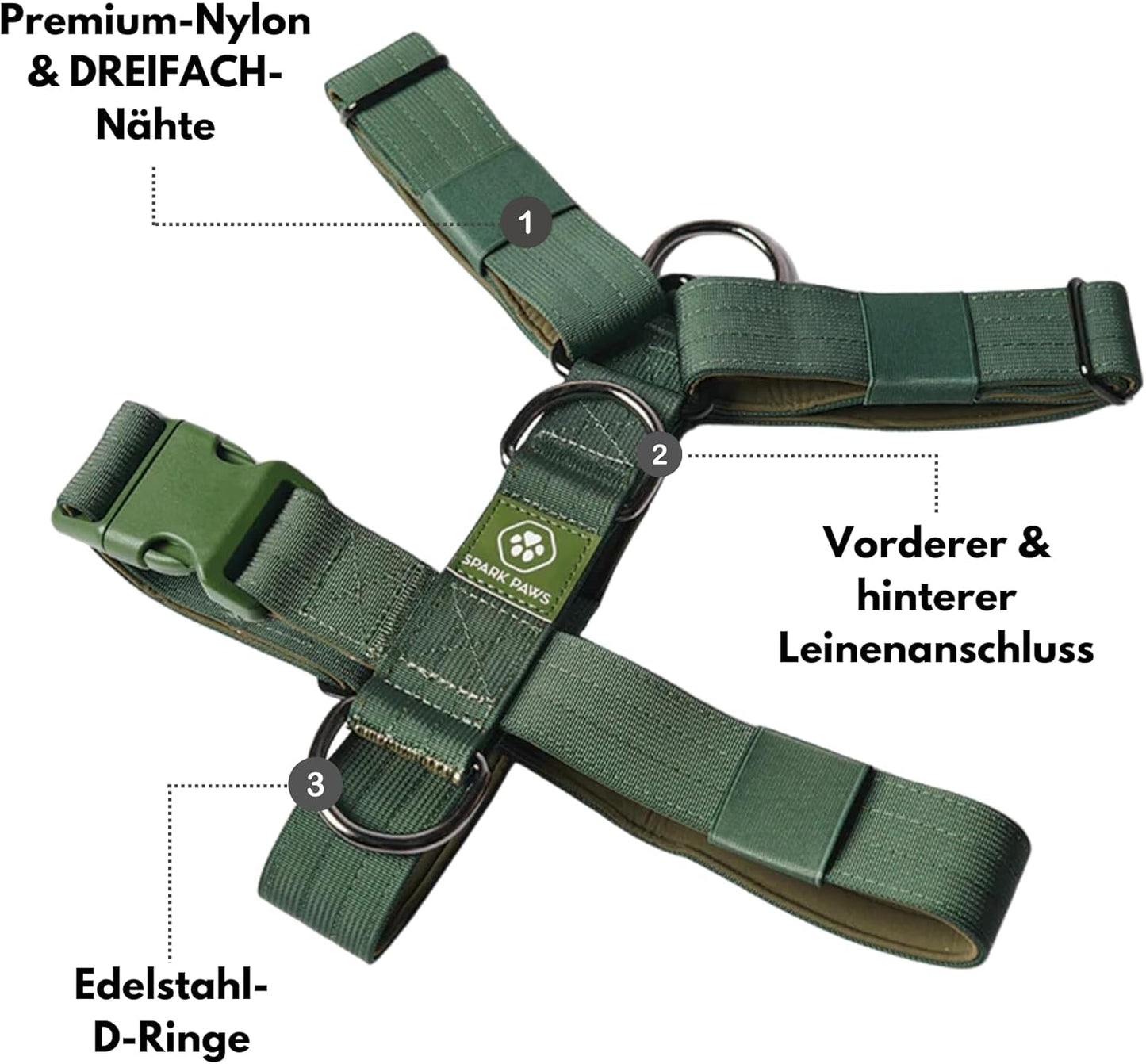 No Pull Hundegeschirr für grosse Hunde (16-25 kg), S [16-25kg] Grün