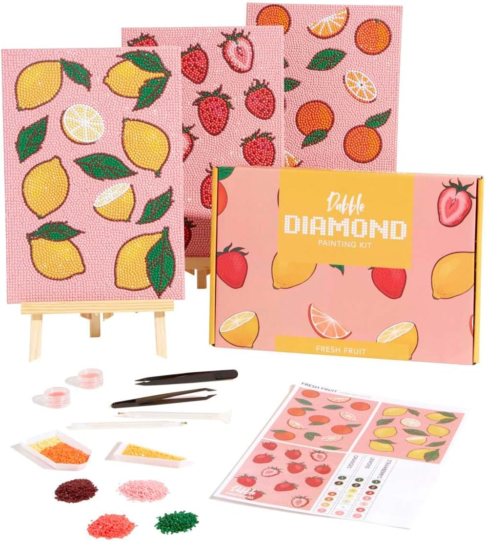 3er-Set Diamant Painting Set frisches Obst, Frisches Obst