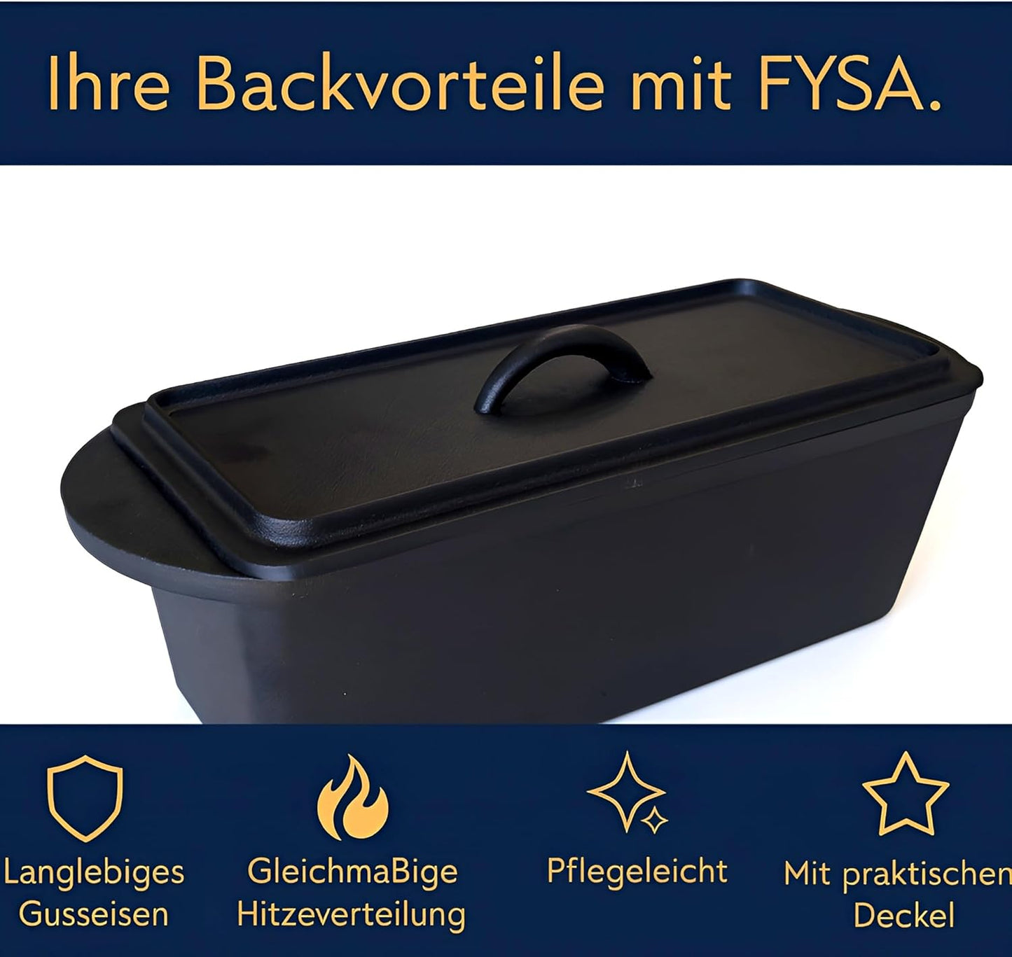 Brotbackform mit Deckel und Silikonhandschuhen, Schwarz