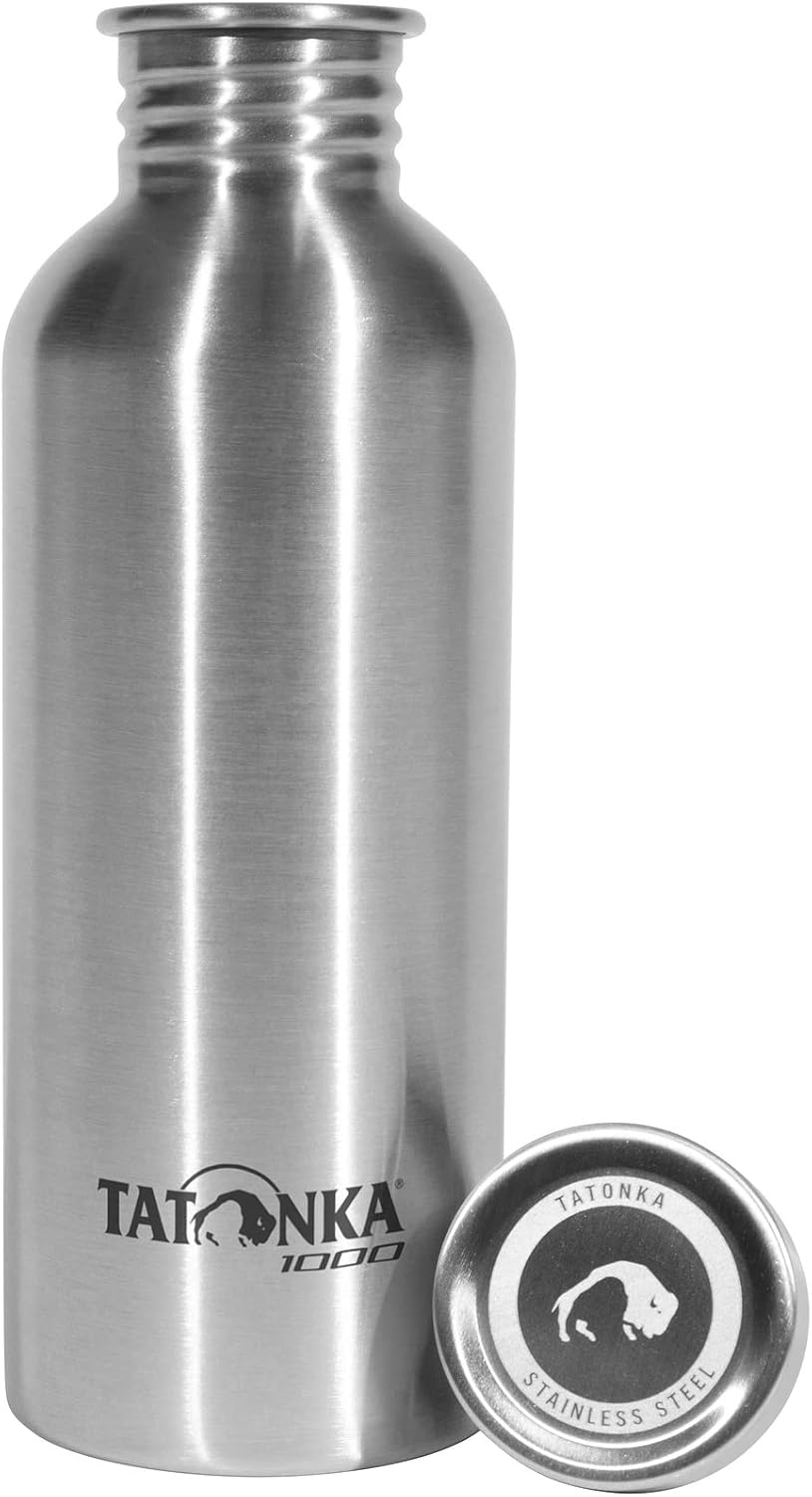 Trinkflasche mit Schraubverschluss, Silber 1000 ml Single