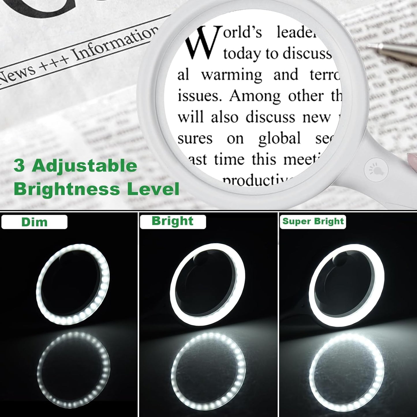 Handlupe mit Licht, 33led - Weiss