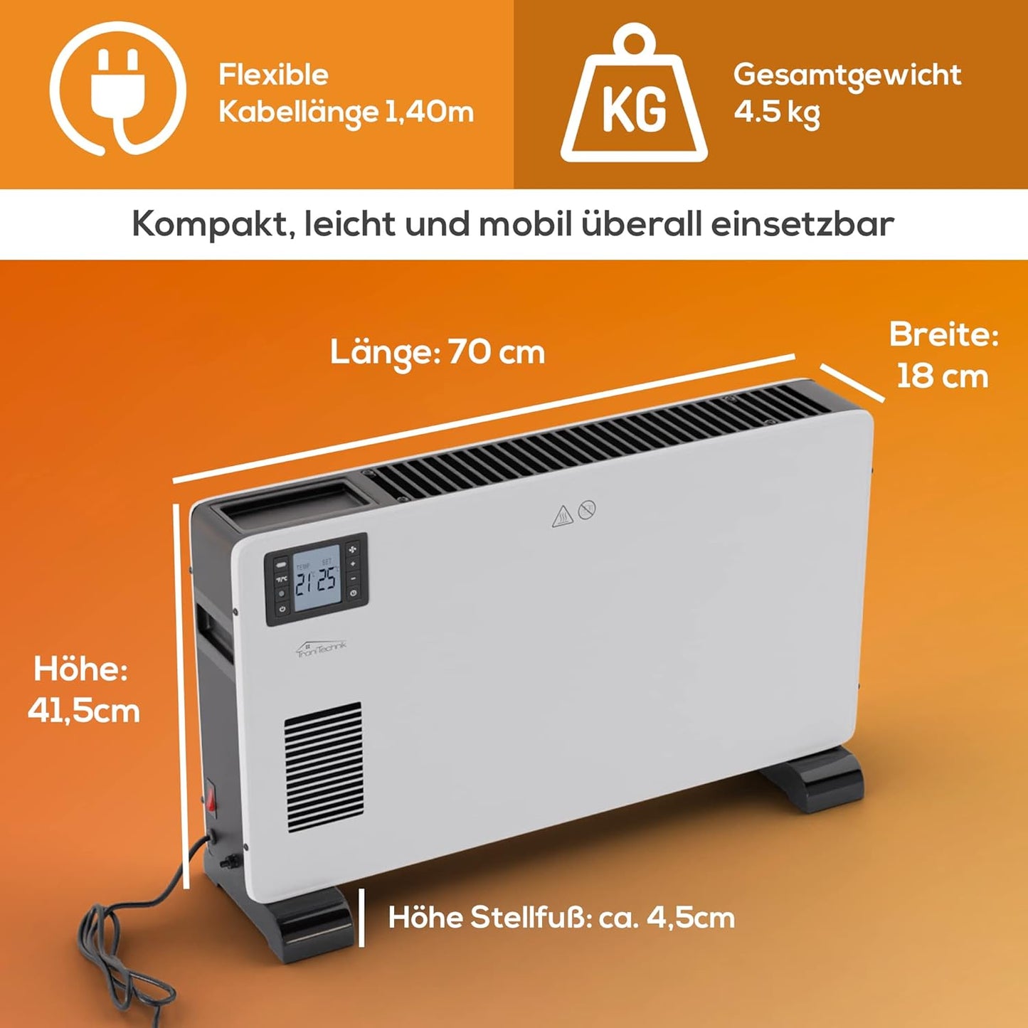 KH-102 Konvektorheizung mit Fernbedienung, KH-102 2,3kW