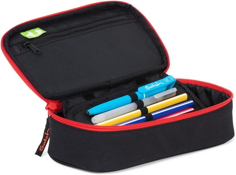 Schlamperbox mit Trenn- & Reissverschlussfach, Fire Phantom - Schwarz