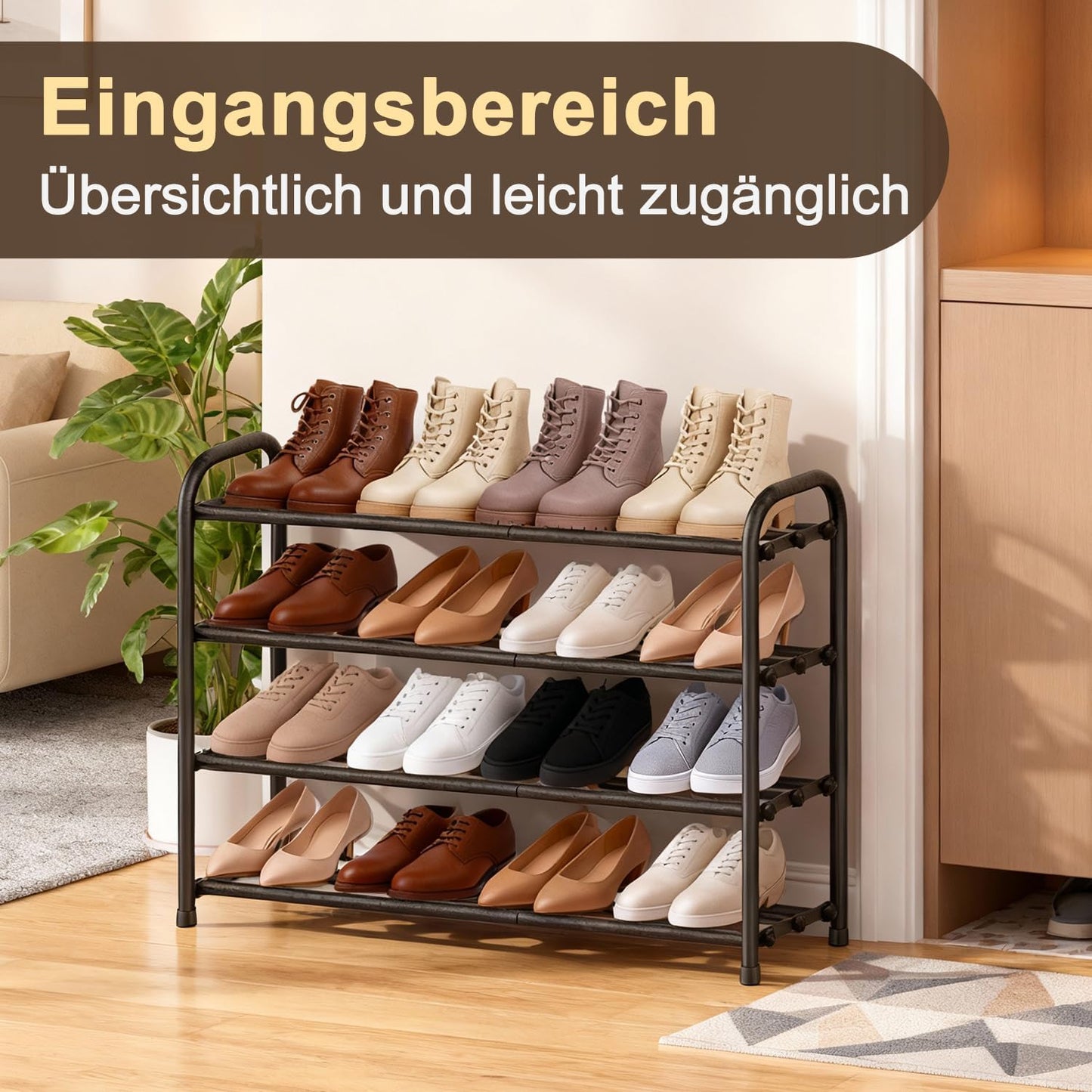 Ausziehbares Schuhregal für enge Räume (4 Ebenen), 4 Ebenen