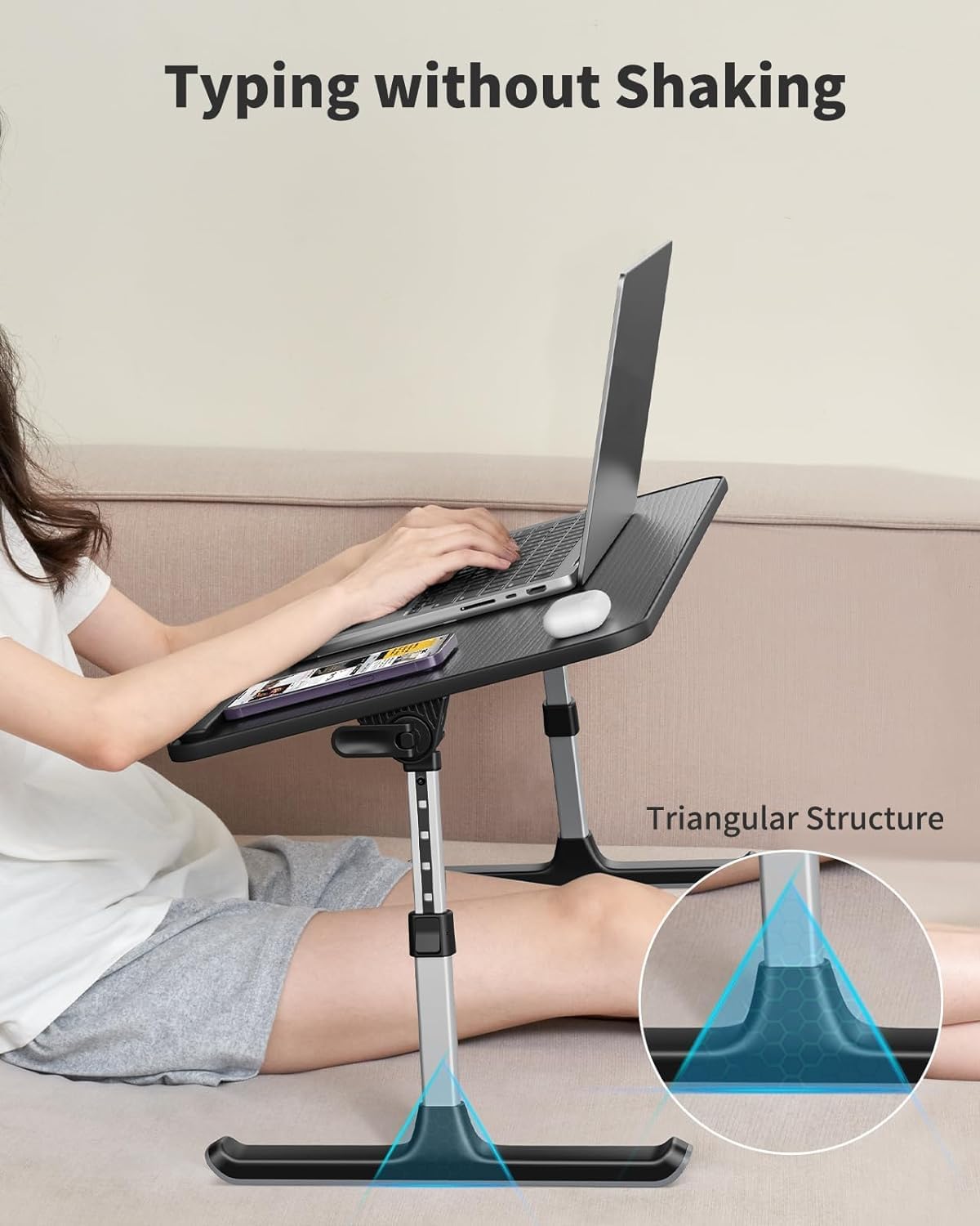 Höhenverstellbarer Lapdesk, Schwarz 52*30 cm