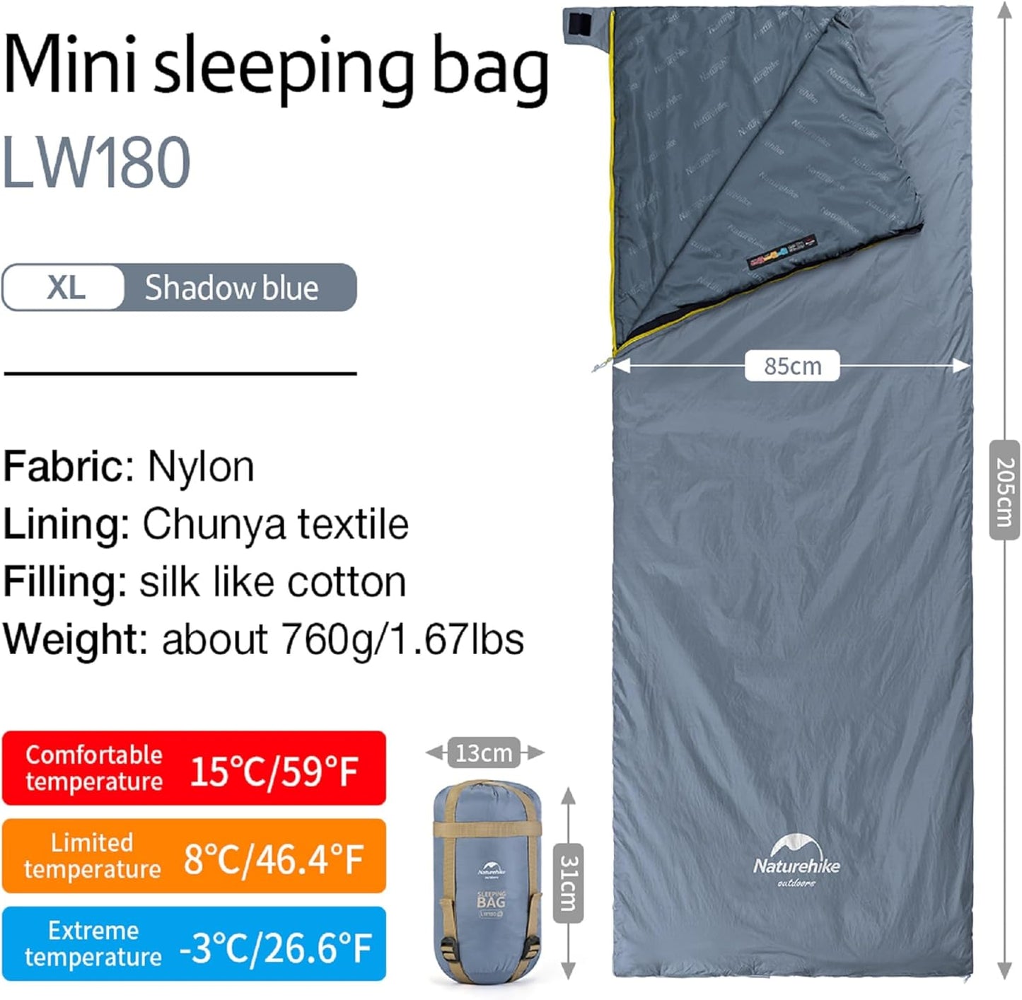 Ultraleichter Schlafsack, Blau-XL