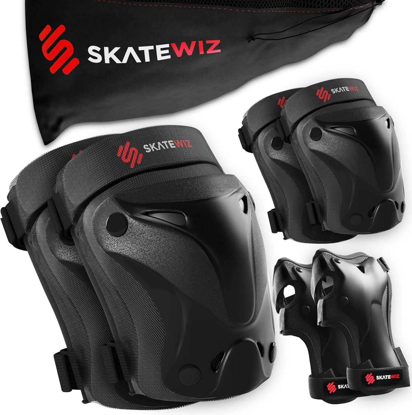 6-teiliges Skate-Protektoren Set, Schwarz - Neues Modell L