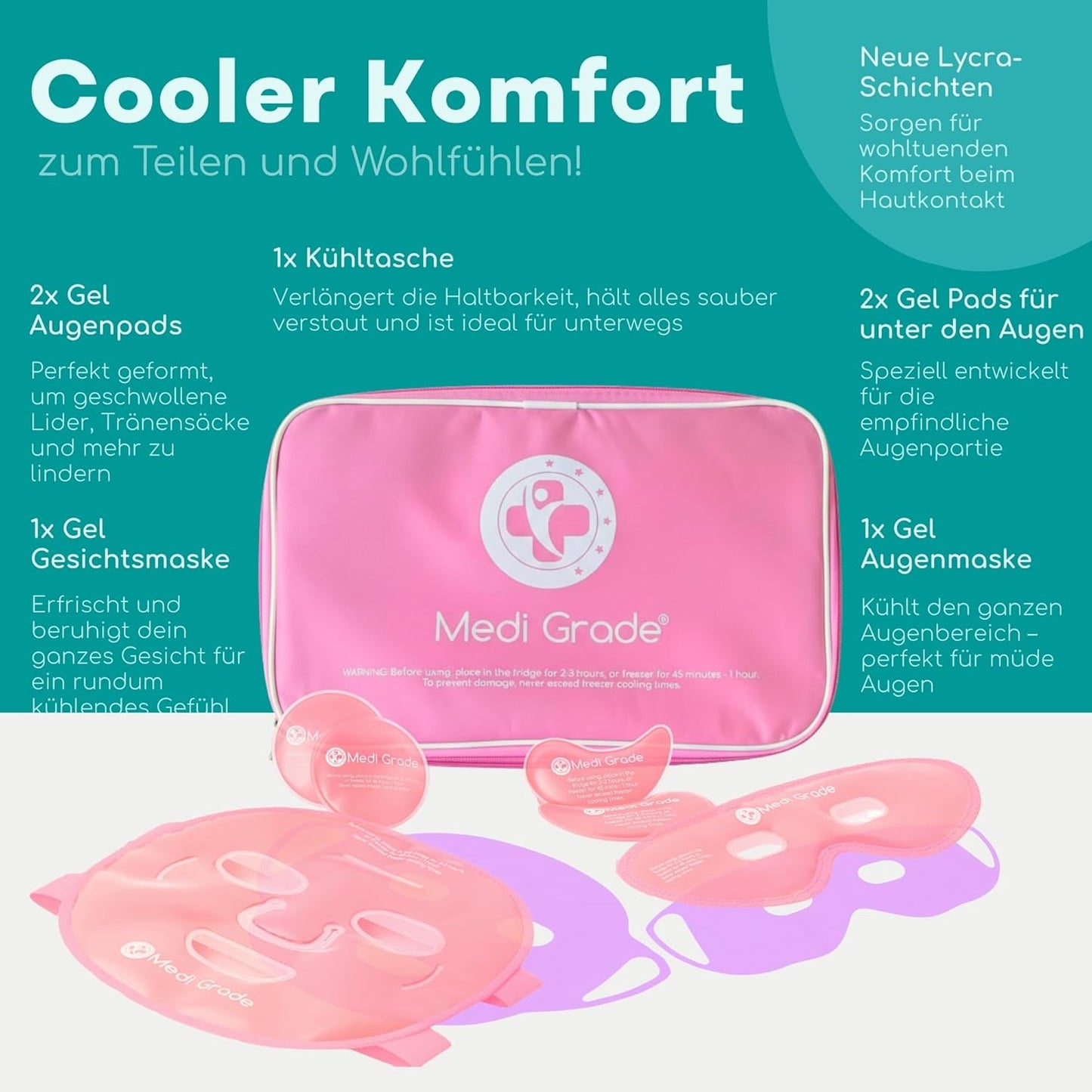 Kühlmaske & Augenpads, Pink
