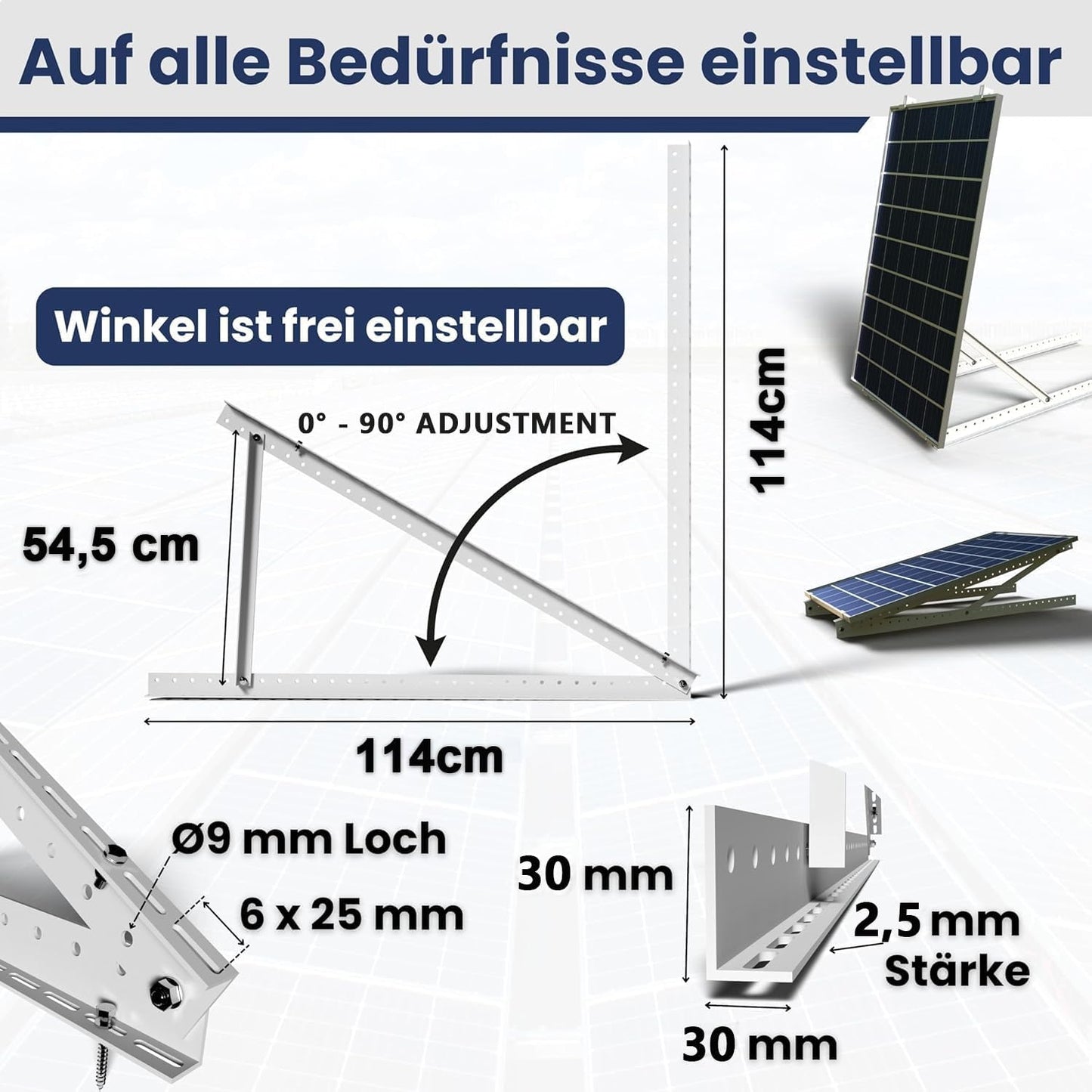 2 Paare Solarmodul-Halterung für Flachdach, (2 Paar ) 45 Zoll Solarmodul Halterung