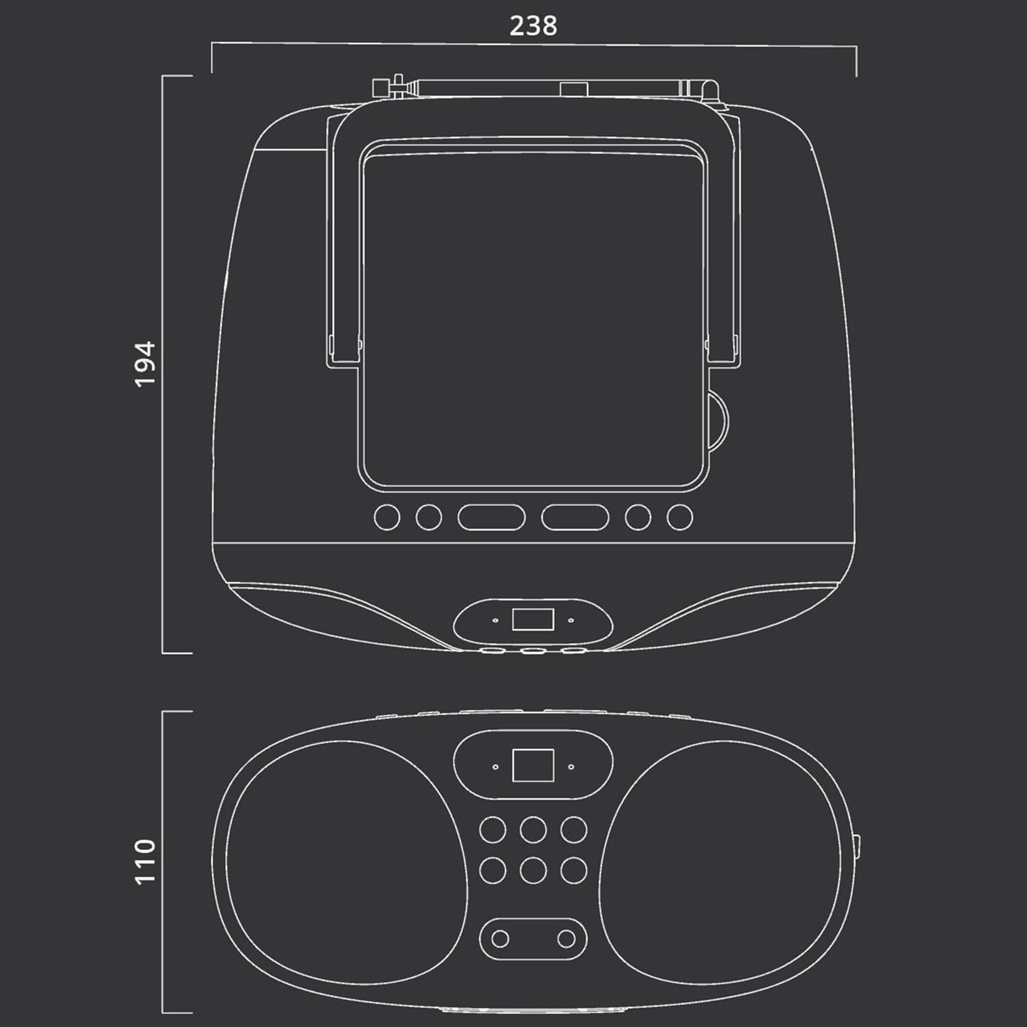 Radio und CD-Player mit Mikrofon und AUX-Anschluss, rosa