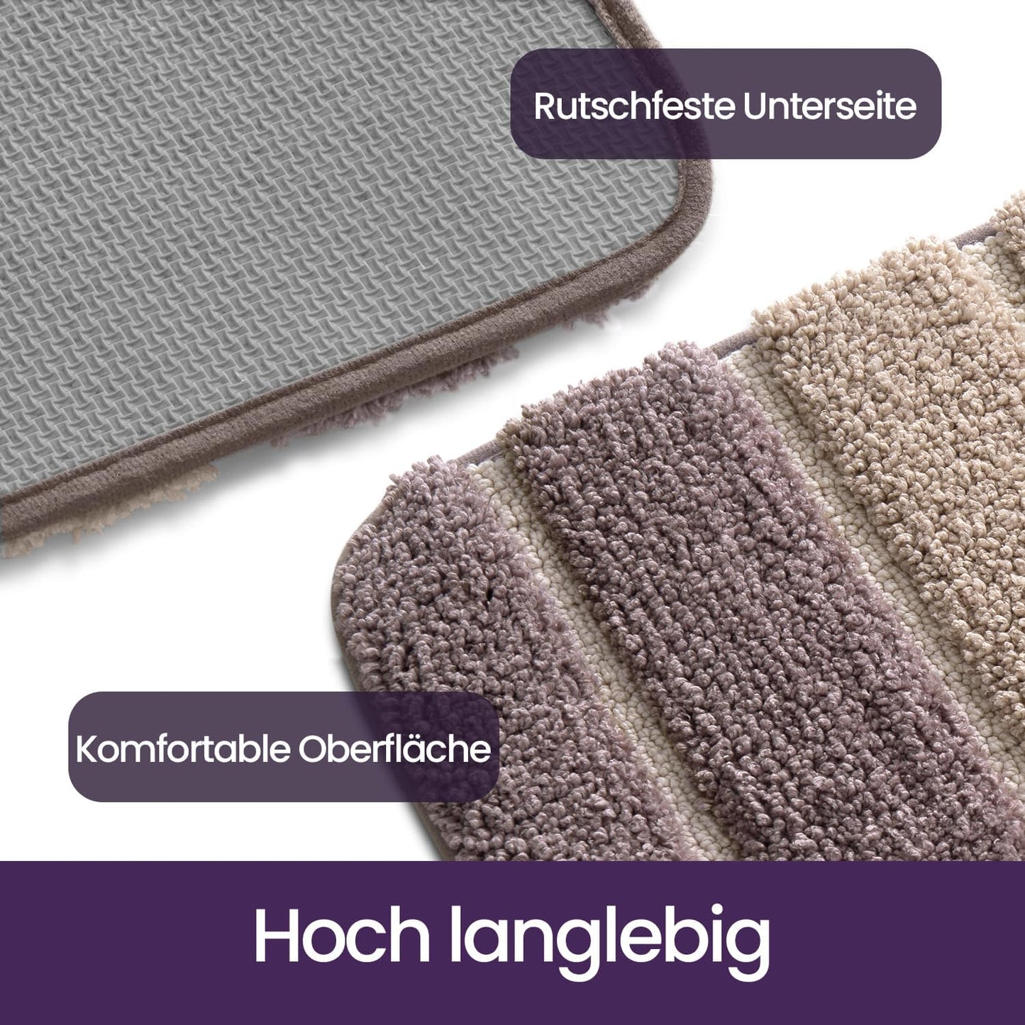 Rutschfeste Badematte, 50 x 80 cm, 50 x 80 cm (Rechteckig) Beige