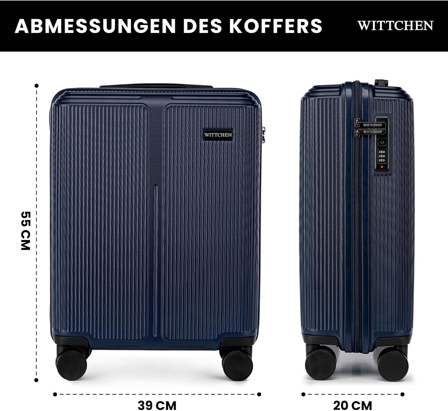 Stripes Line Kofferset 3-teilig (M, L, XL), Marineblau Kofferset (M, L, XL)