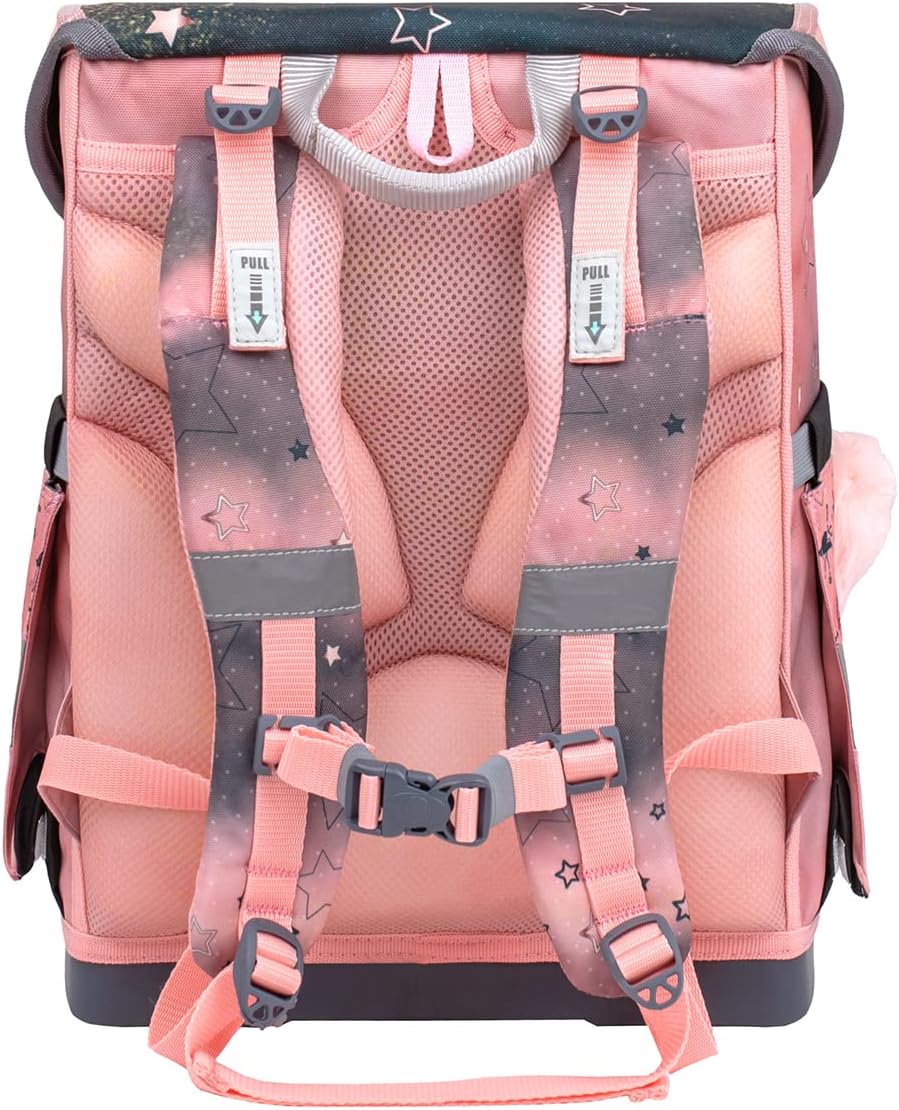 5-teiliges ergonomisches Schulranzen-Set mit Regenschutz, Ballerina Black Pink