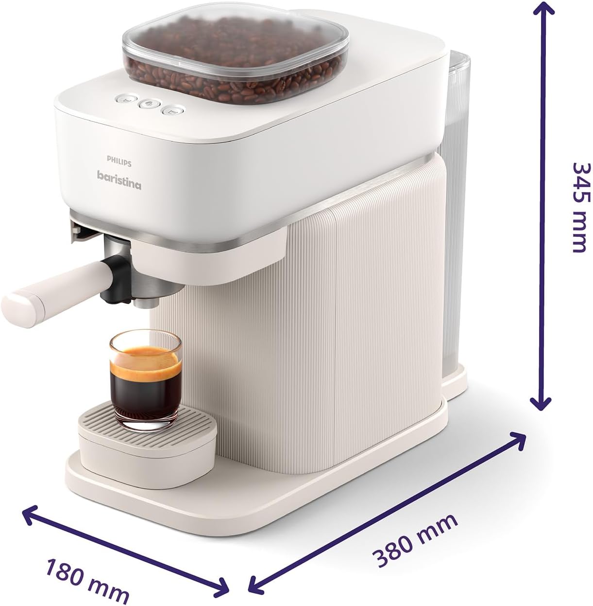 Espressomaschine Bar300/00, Naturweiß mit Weißem Siebträger