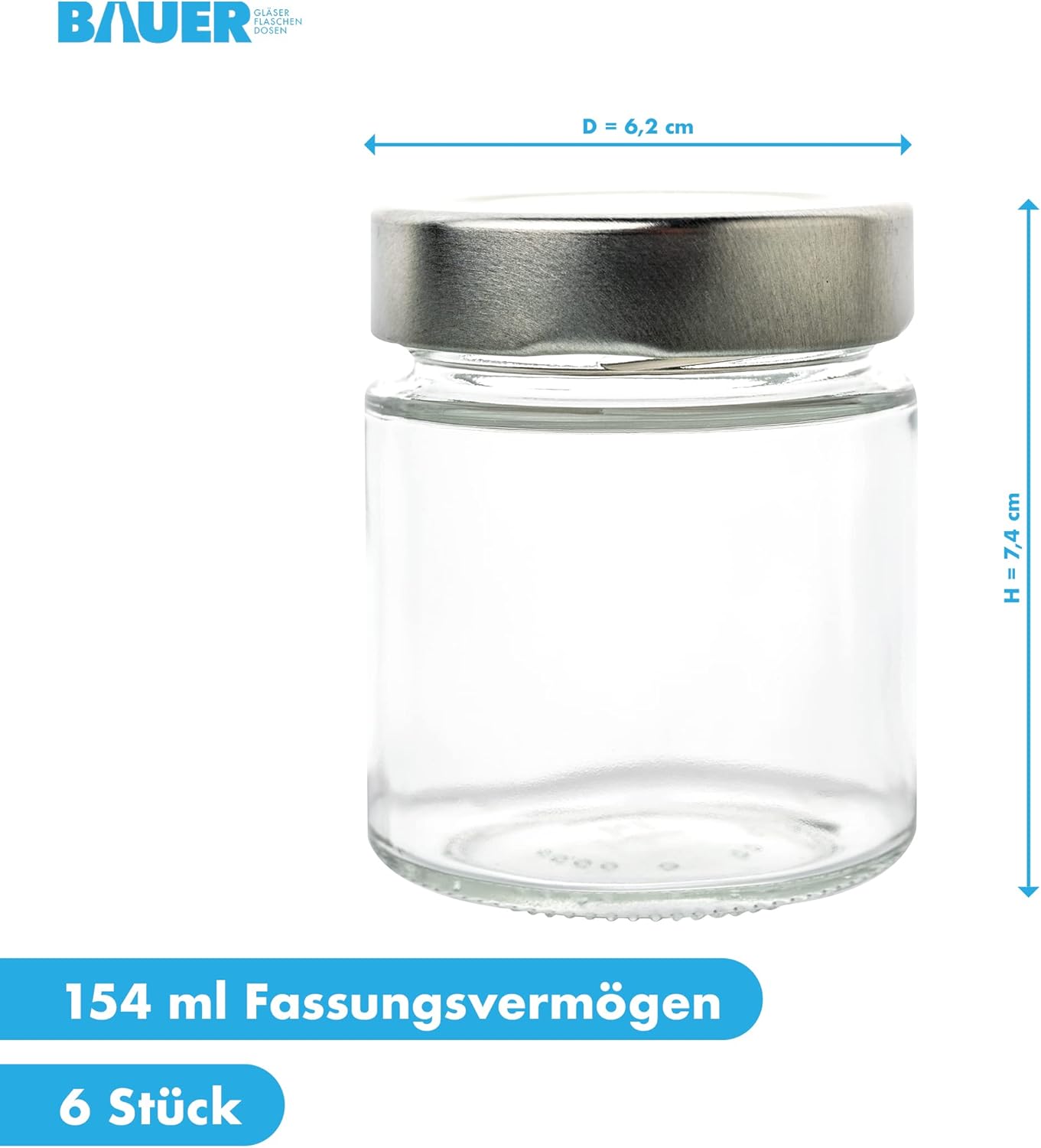 6er Gewürzgläser Set, 154ml x 6 Stück
