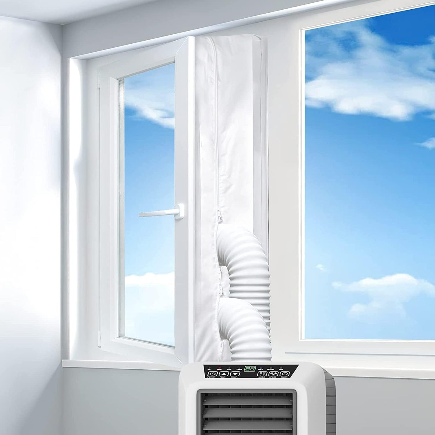 Fensterabdichtung für mobile Klimageräte (400 cm), Weiß 400cm