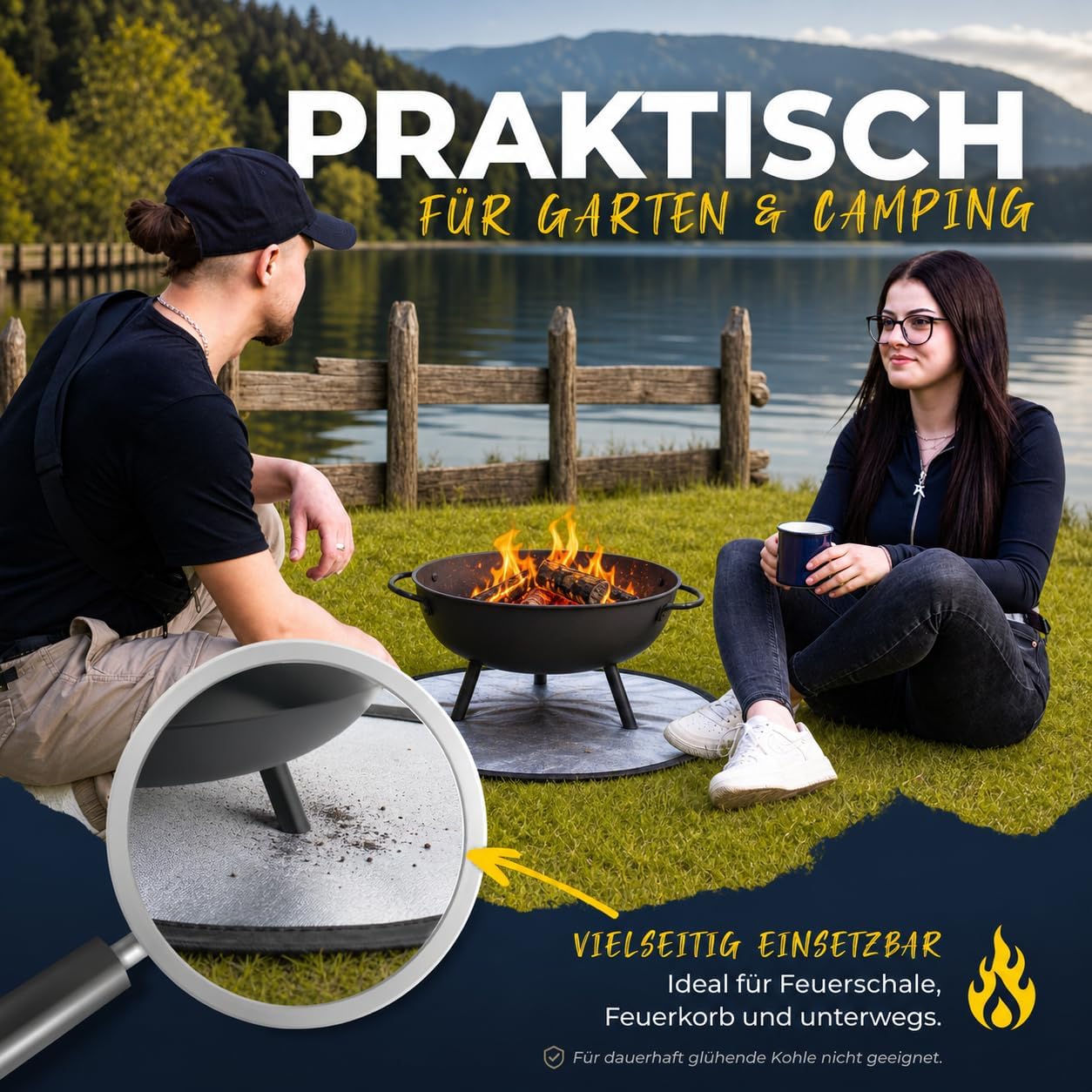 Hitzeschutz-Grillmatte mit Aschetasche, 97 cm
