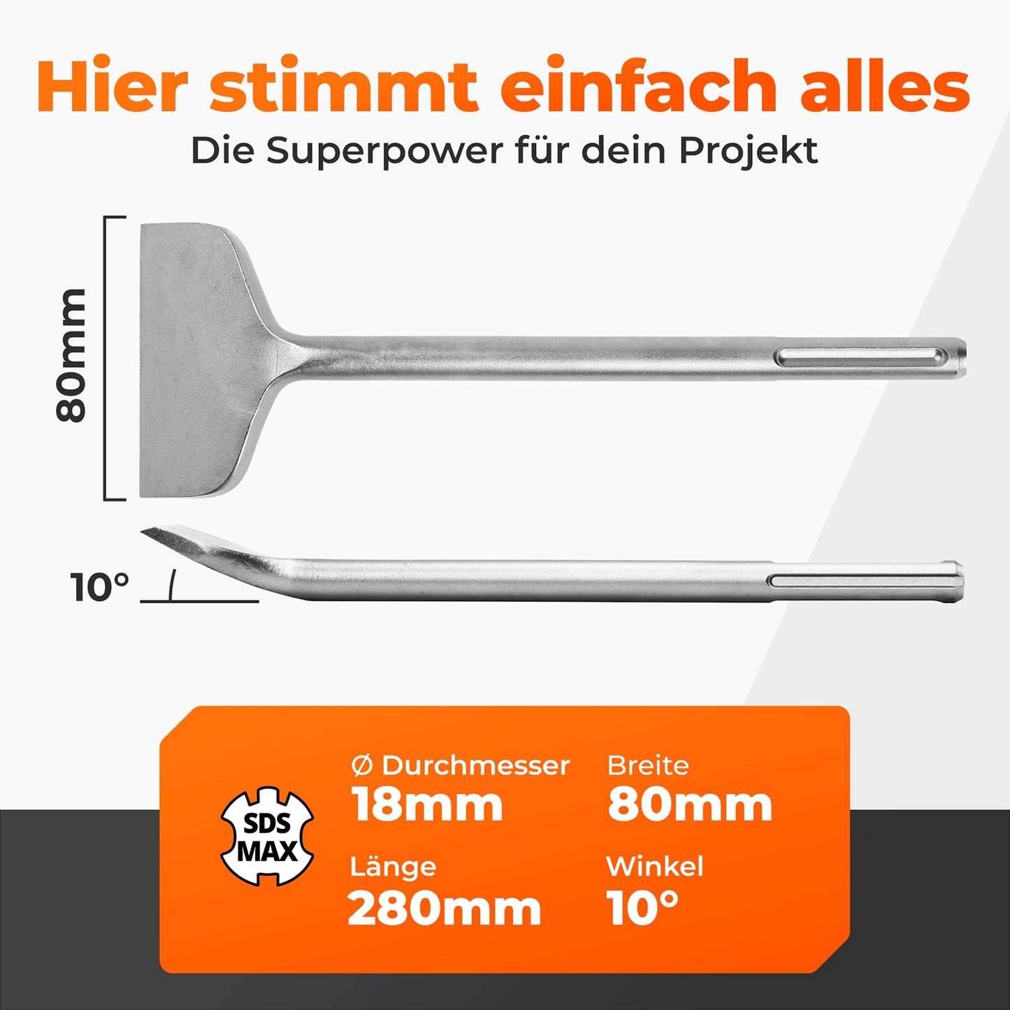Fliesenmeissel SDS Max, flach & hitzegehärtet, SDS Max Meißel Fliesenmeißel