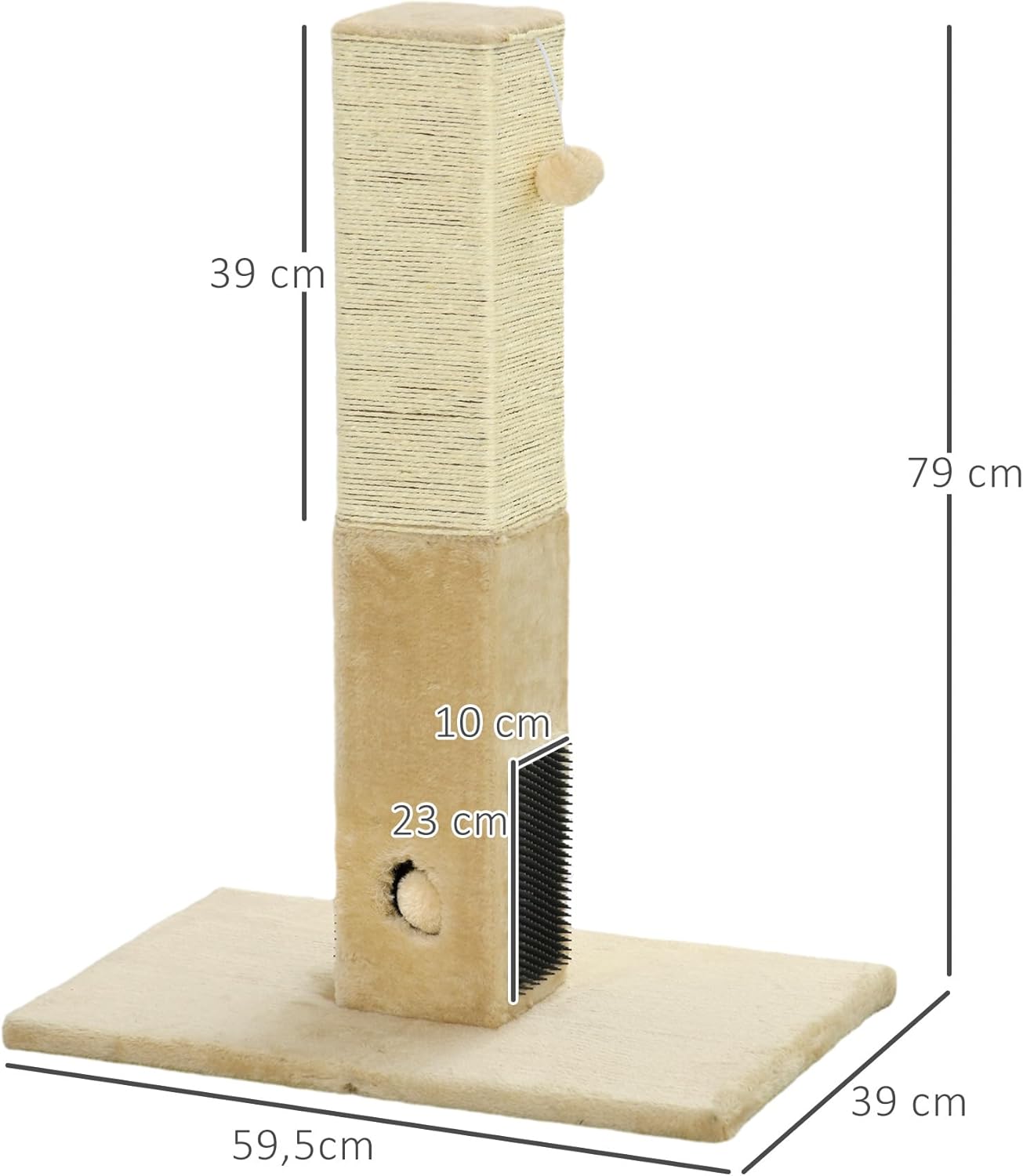 Kratzbaum mit Spielball, Beige 59,5L x 39B x 79H cm