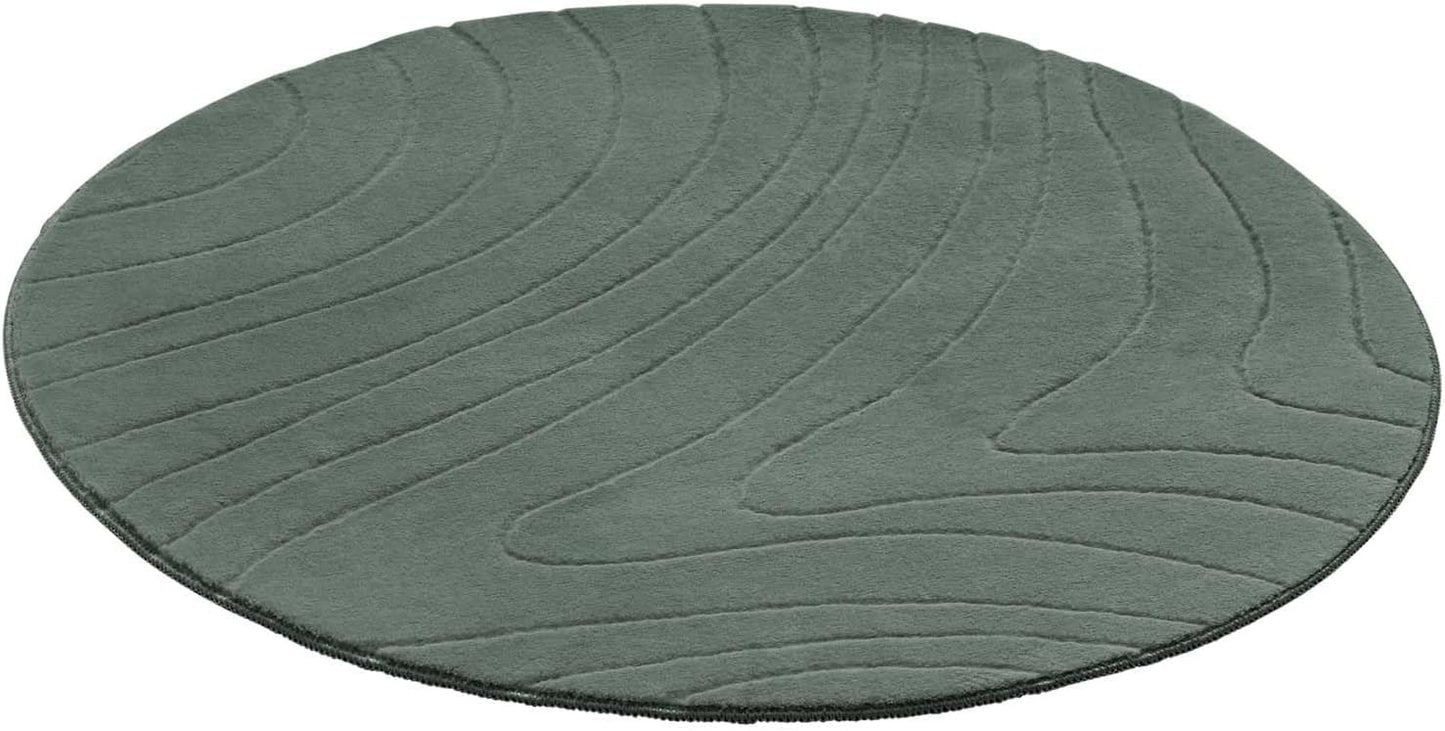 Runder Badematte, rutschfest, Grün Abstrakte Wellen 120 cm (Rund)